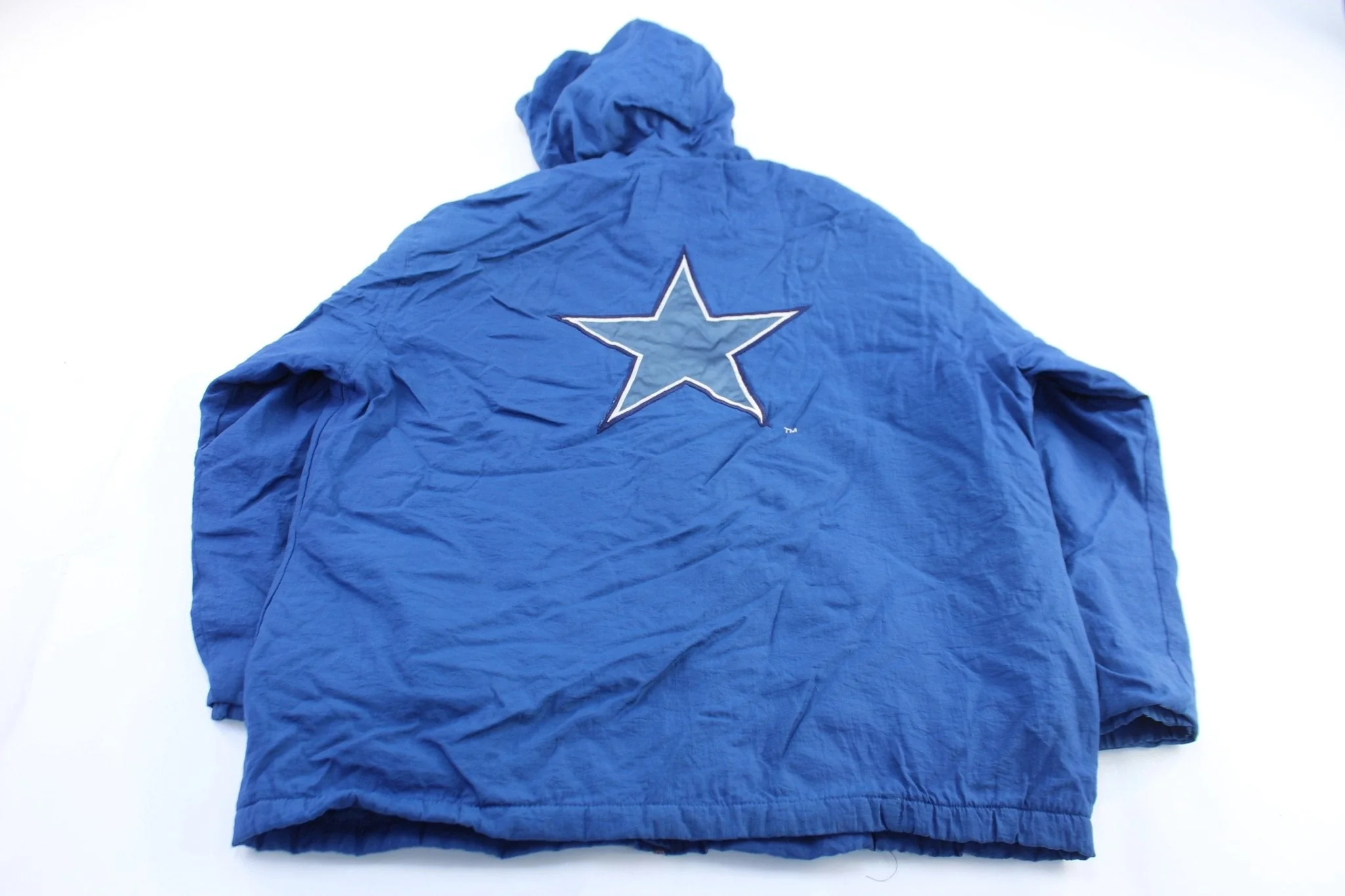90's Dallas Cowboys Embroidered Starter Hooded Zip Up Jacket - Image 2