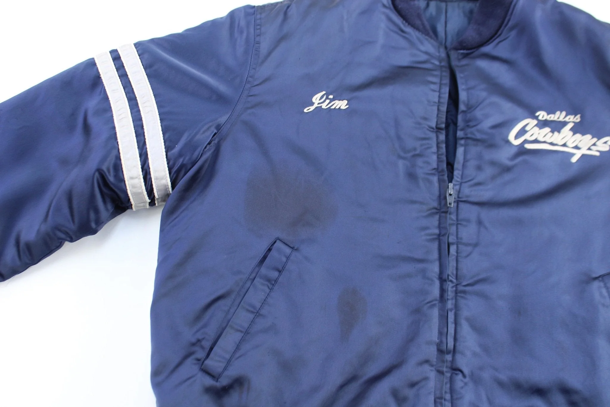 90's Dallas Cowboys Embroidered Zip Up Jacket - Image 4