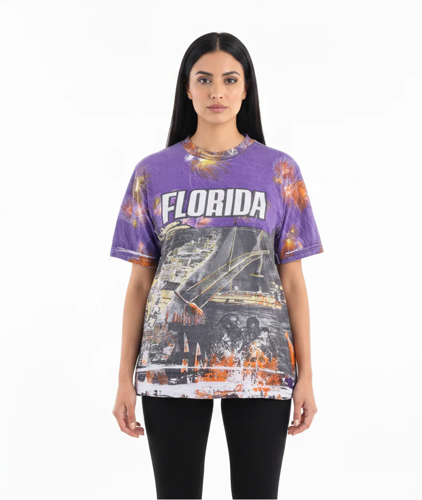 90's Florida All Over Graphic T-shirt