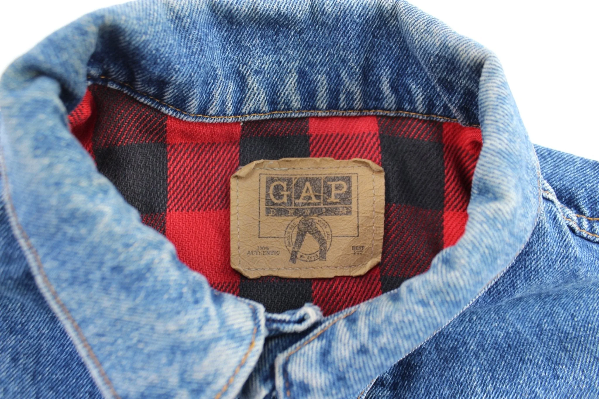 90's Gap Buffalo Lined Denim Jacket - Image 4