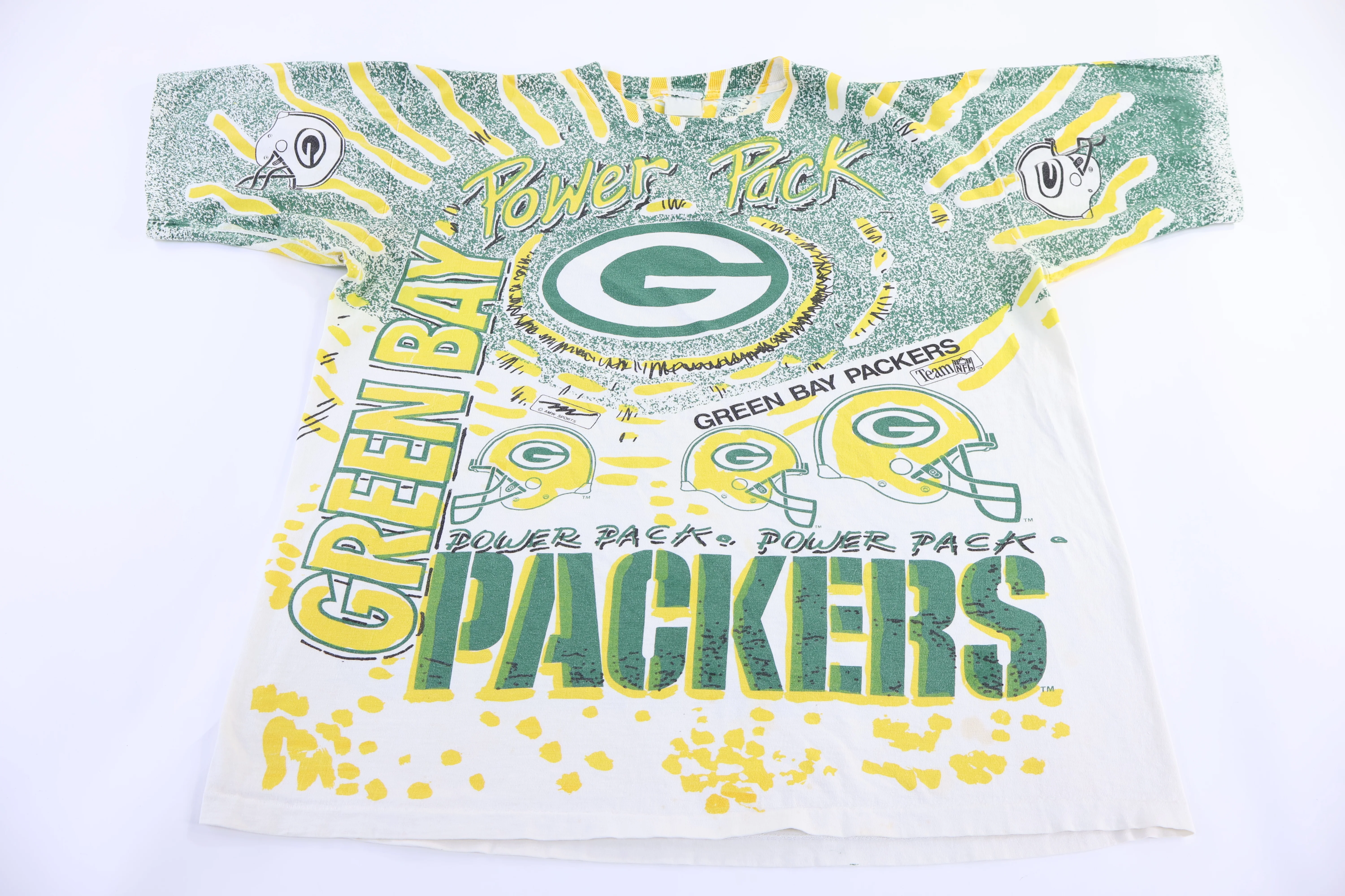 90's Green Bay Packers All Over Graphic T-shirt - Image 3