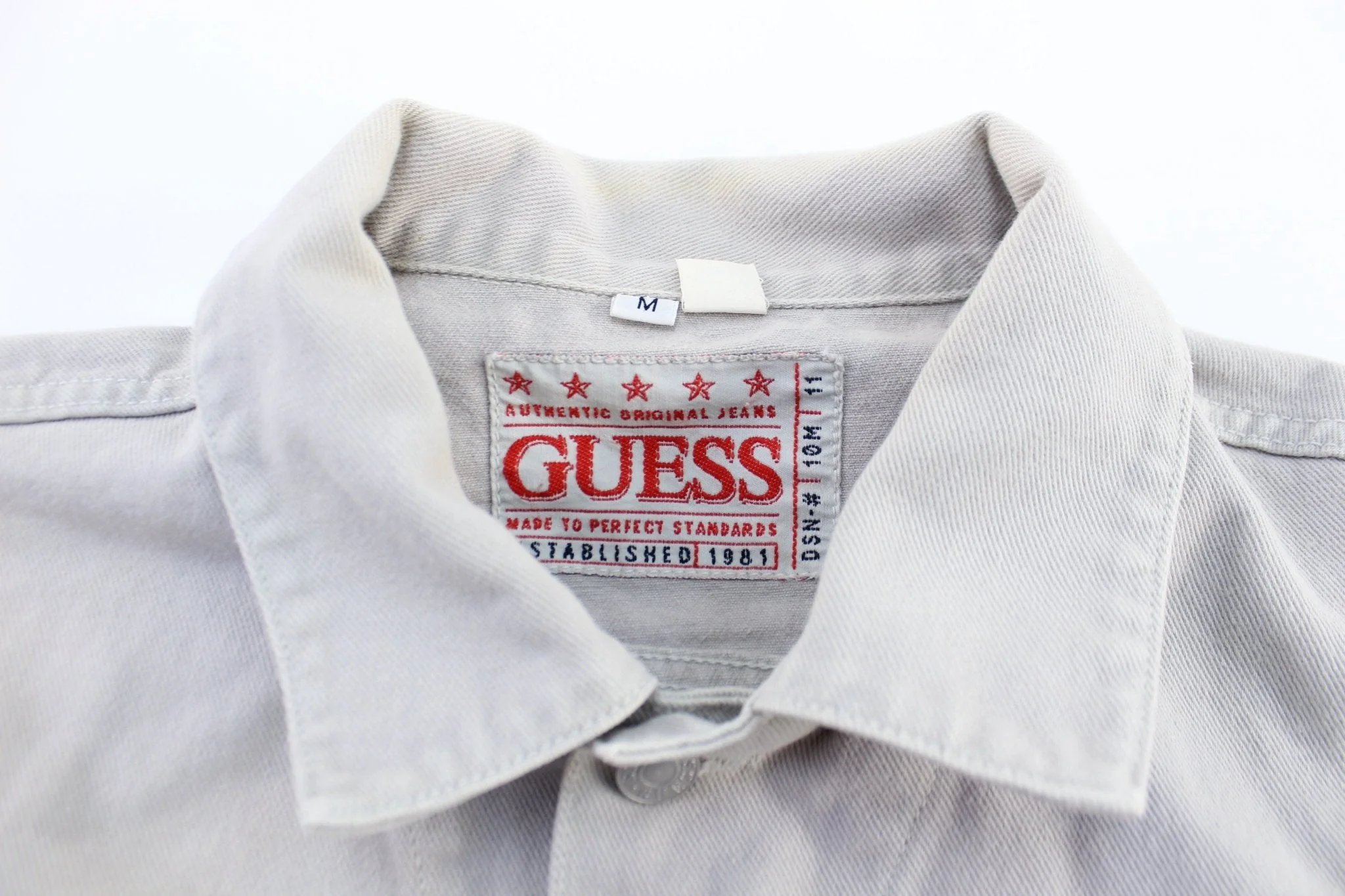 90's Guess Light Grey Denim Jacket - Image 4