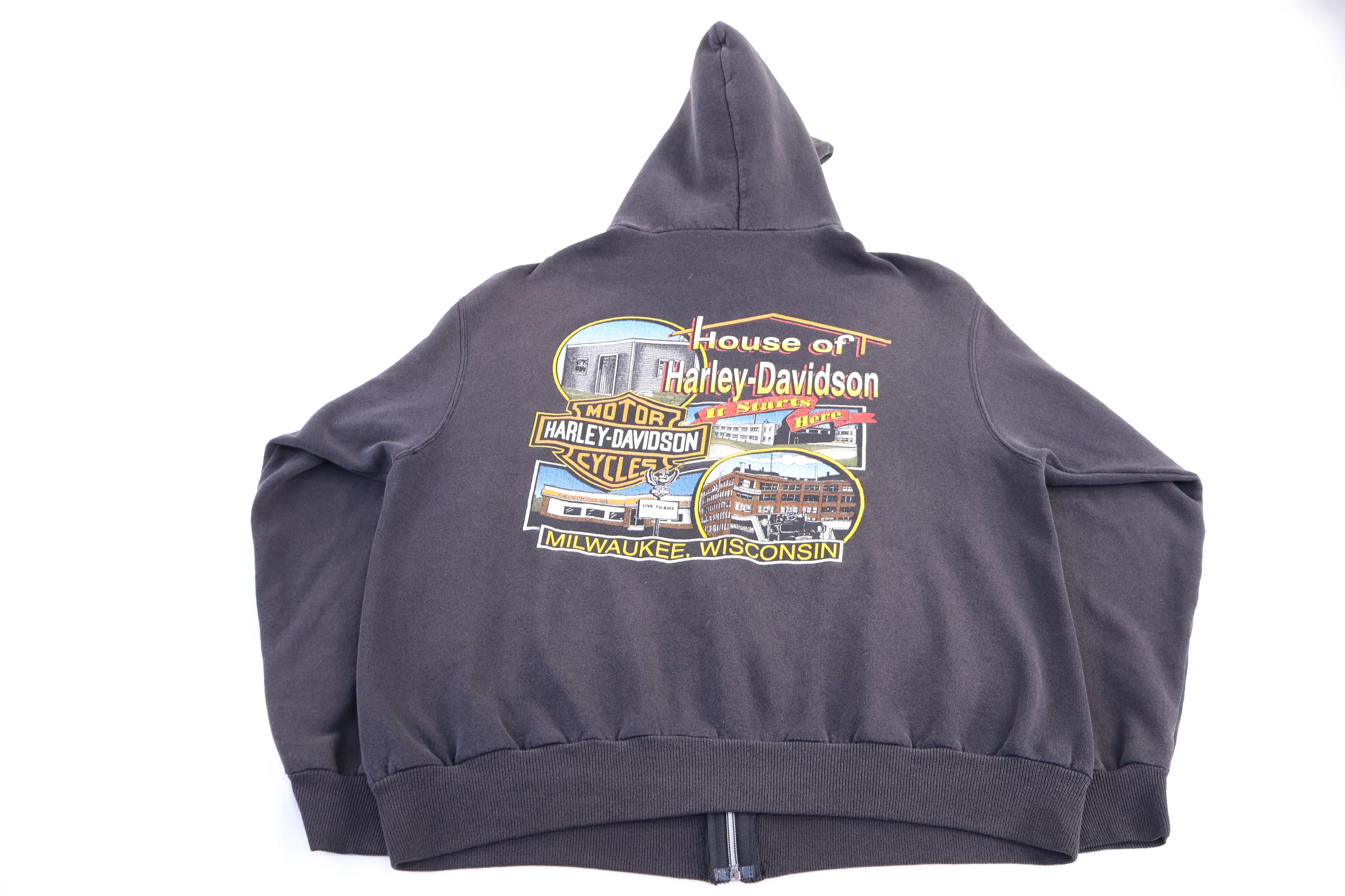 90's Harley Davidson Motorcycles Full Zip Hoodie - Image 2
