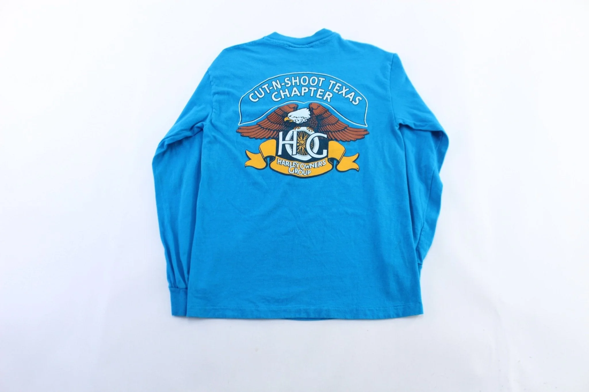90's Harley Owner's Group Cut-N-Shoot Texas Chapter LS T-Shirt - Image 2