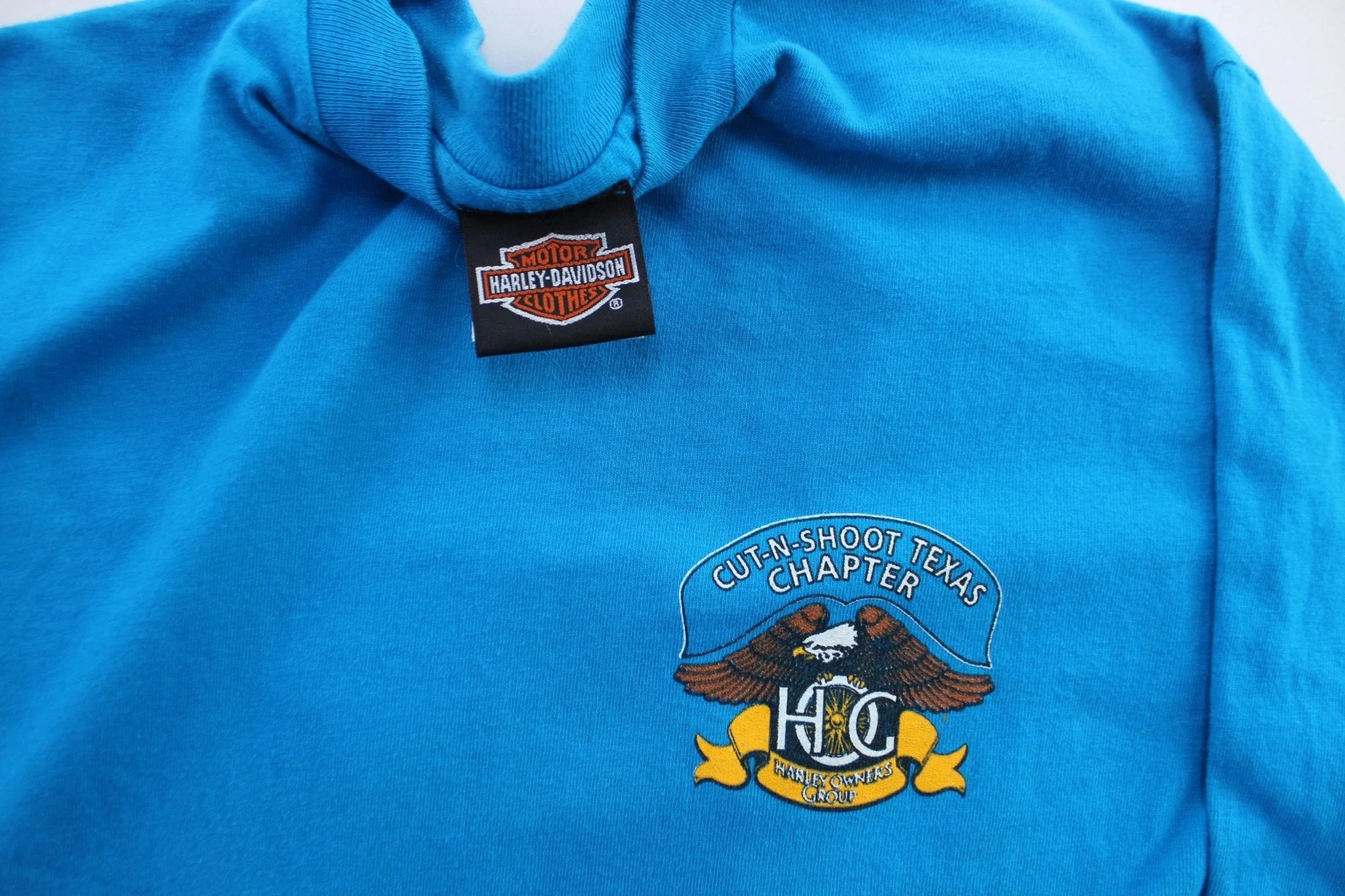 90's Harley Owner's Group Cut-N-Shoot Texas Chapter LS T-Shirt - Image 3