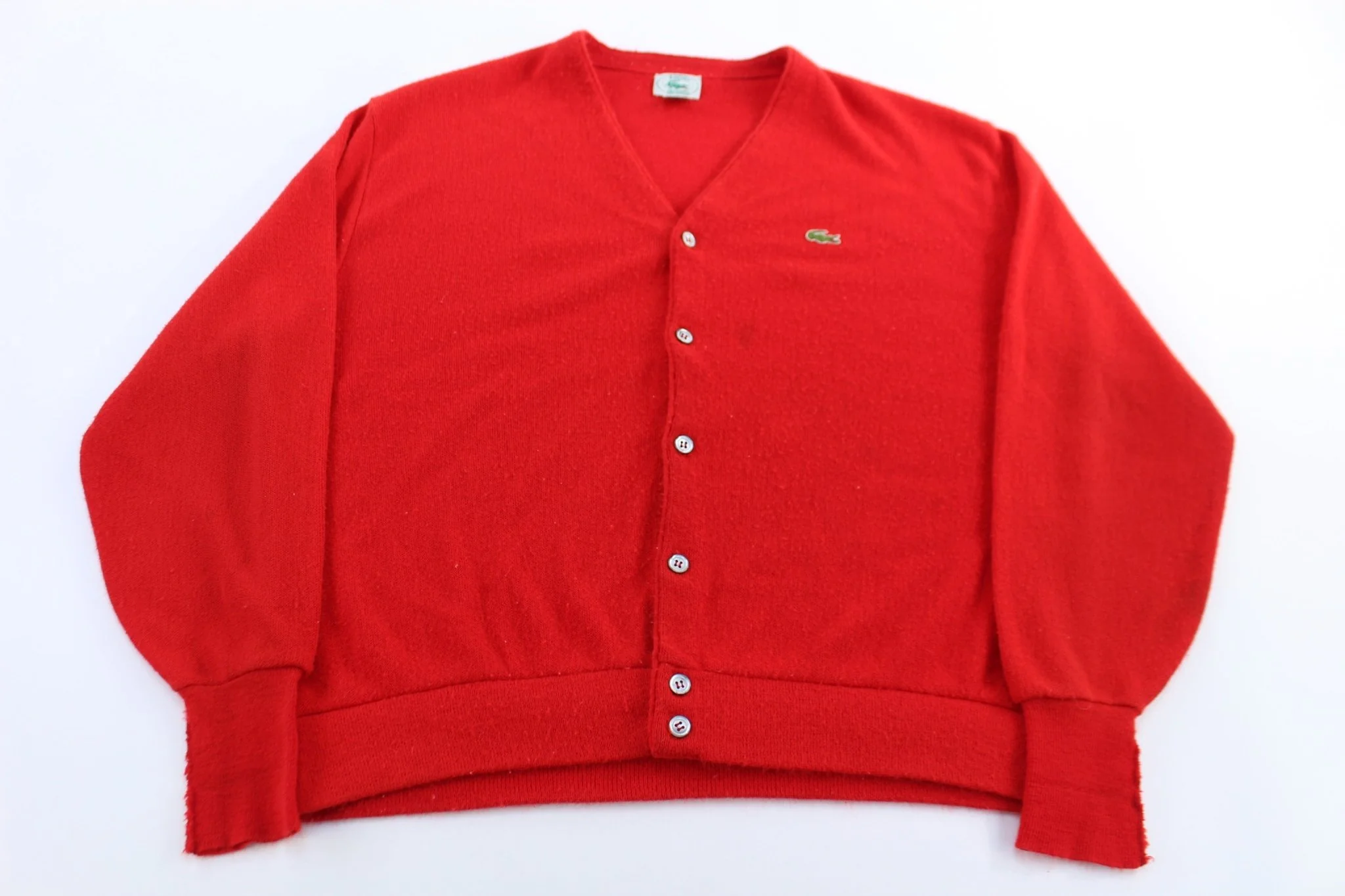 90's Lacoste Izod Red Button Down Sweater
