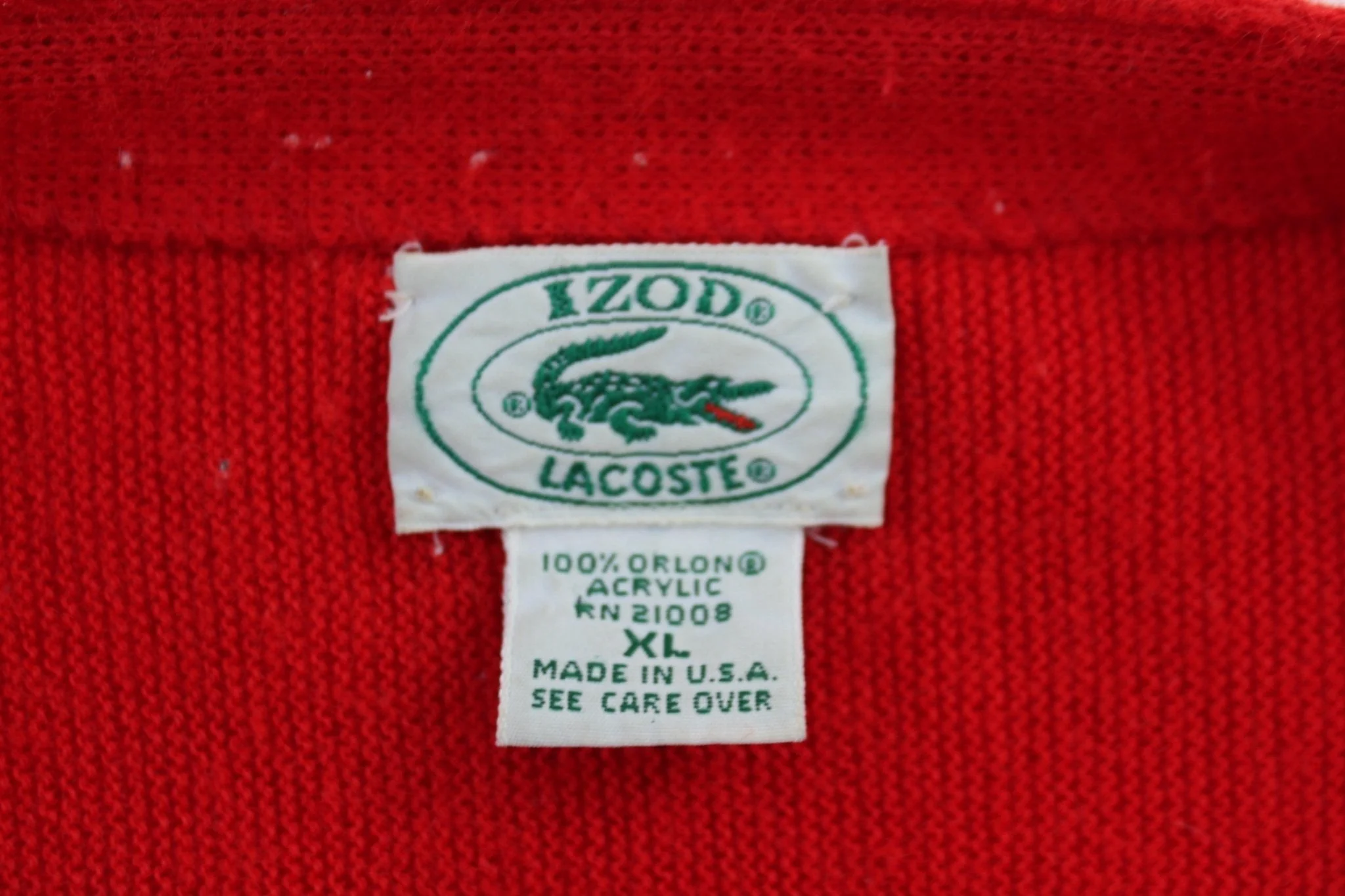 90's Lacoste Izod Red Button Down Sweater - Image 3