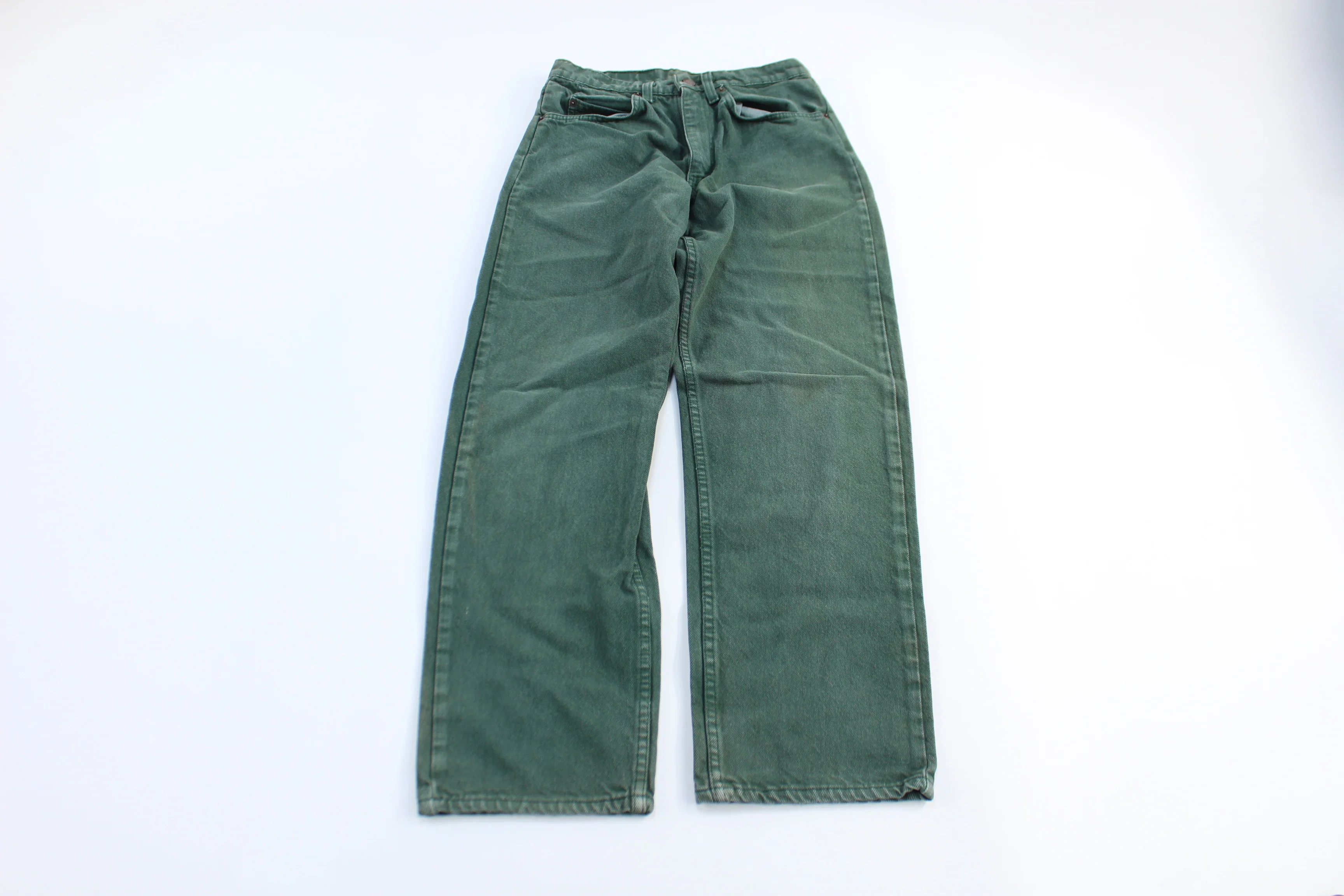 90's Levi's 550 Orange Tab Green Denim Pants - Image 2