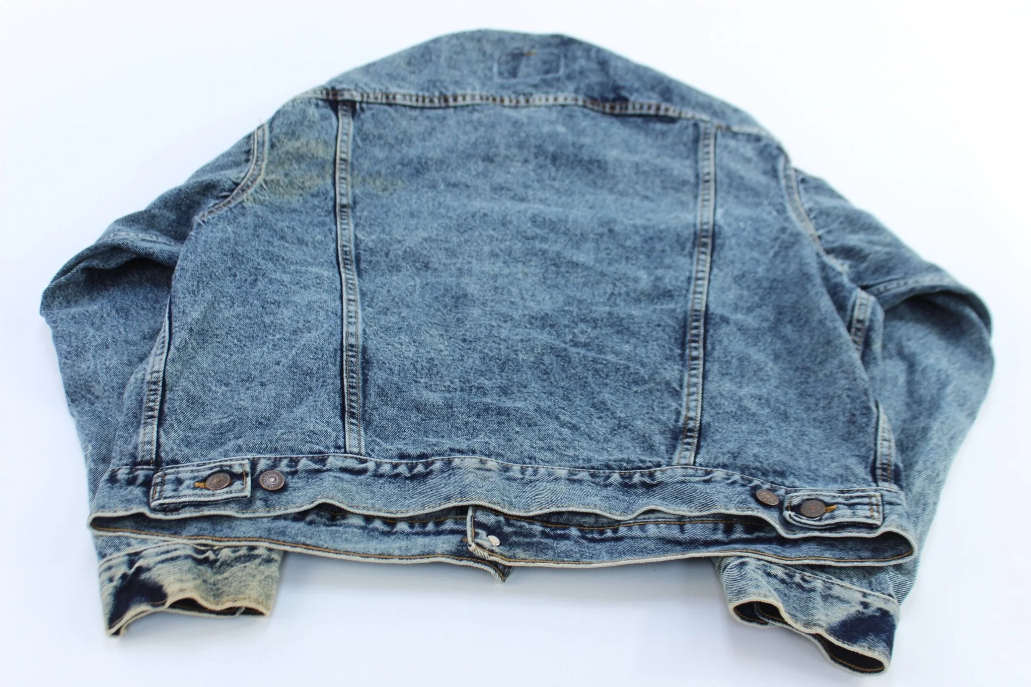 90's Levi's Acid Wash Denim Trucker jacket - Image 2