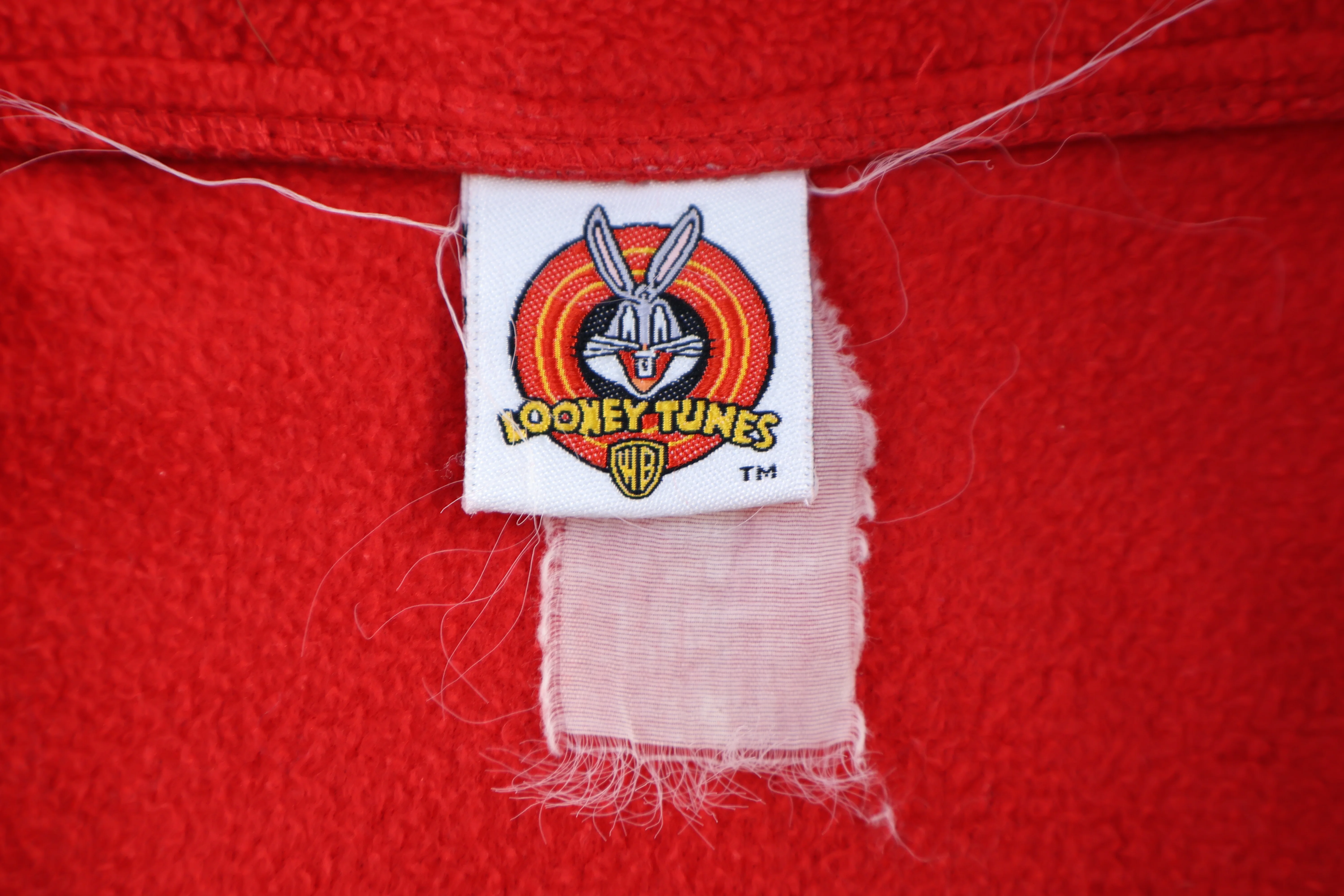 90's Looney Tunes Red Quarter Zip Sweater - Image 3