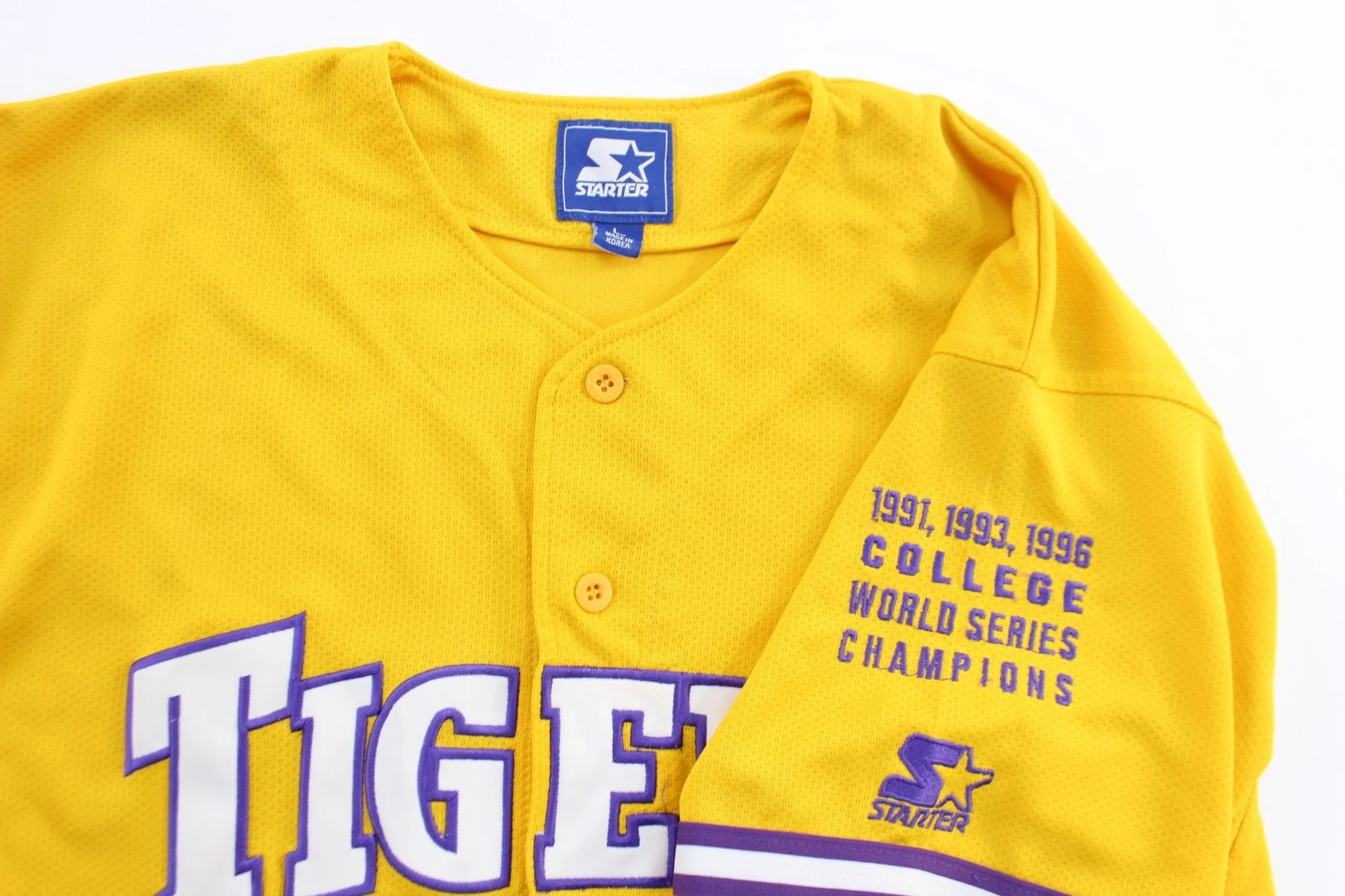90's Louisiana State University Embroidered Starter Baseball Jersey - Image 3