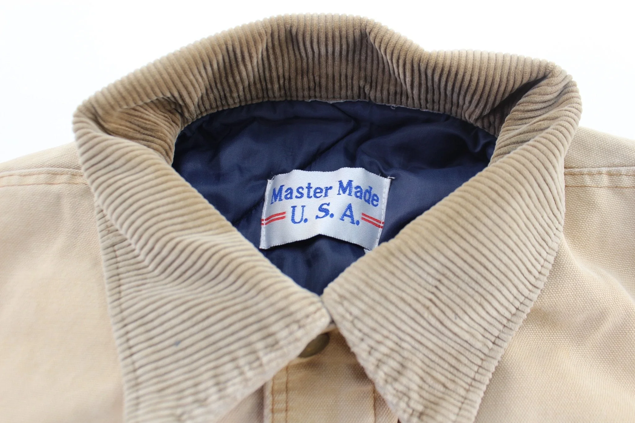 90's Master Made U.S.A. Light Tan Chore Jacket - Image 3