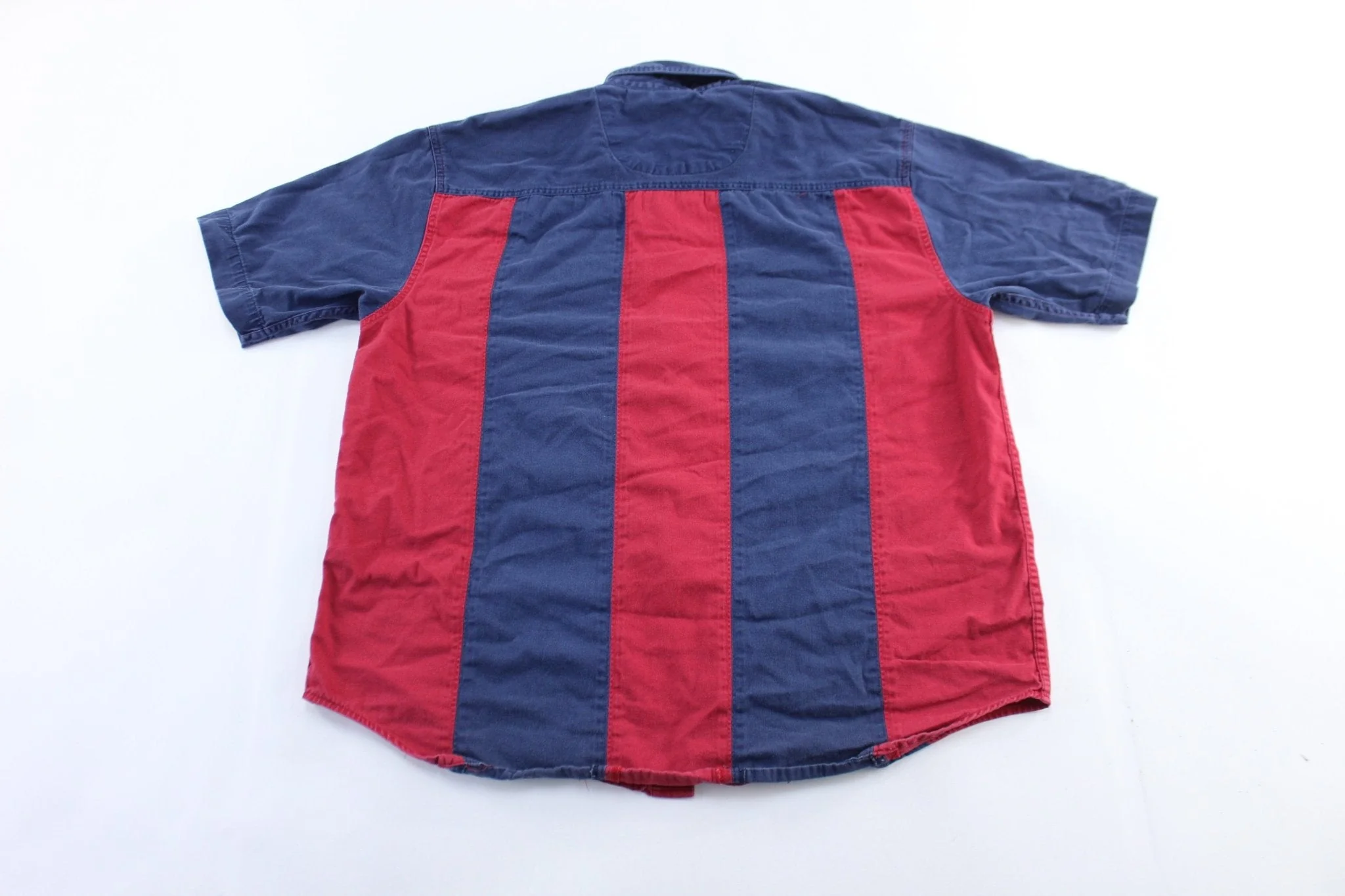 90's Mickey Inc. Embroidered Mickey Mouse Striped Button Down Shirt - Image 2