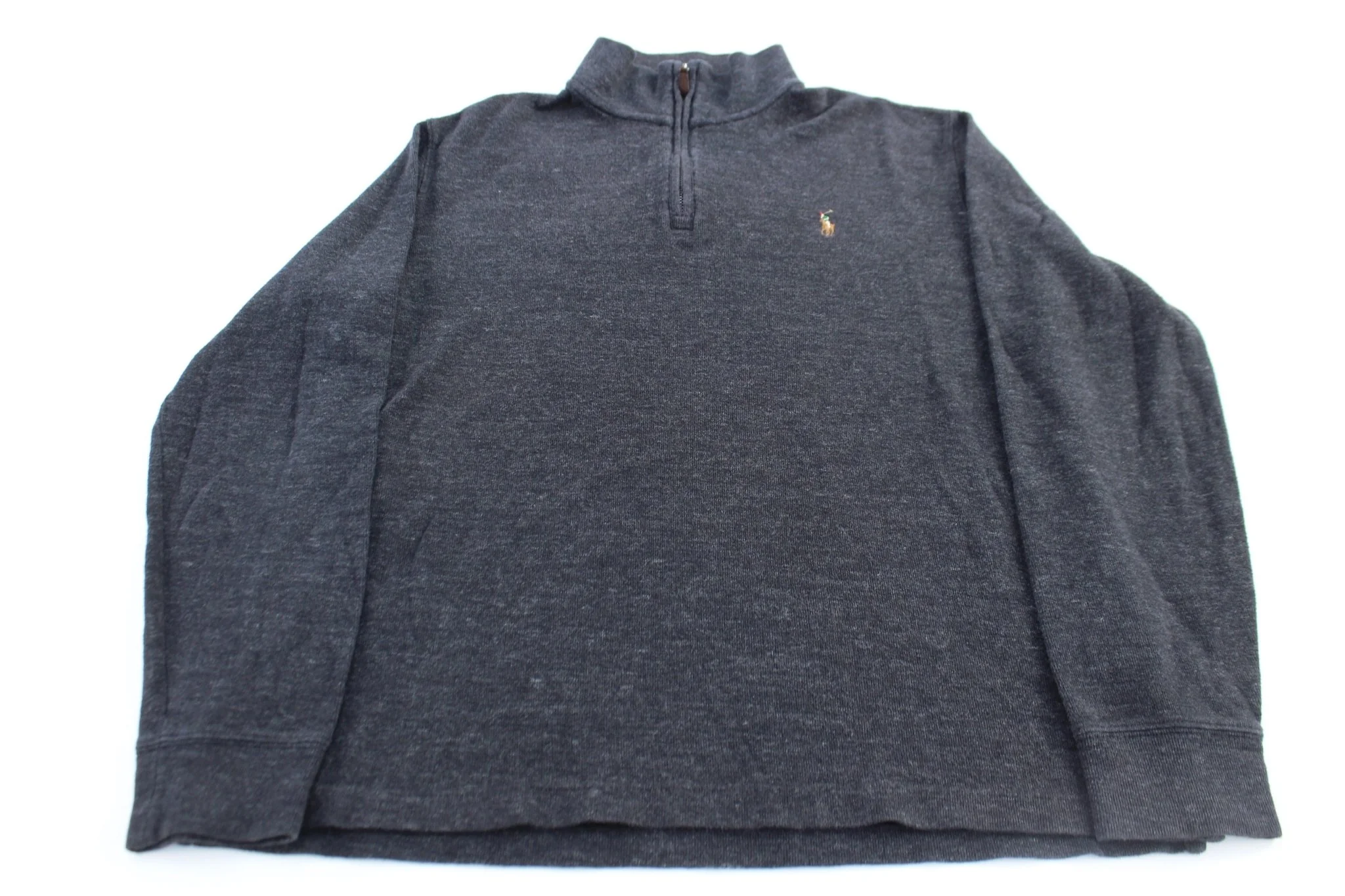Polo Ralph Lauren Embroidered Logo Grey Quarter Zip Sweater