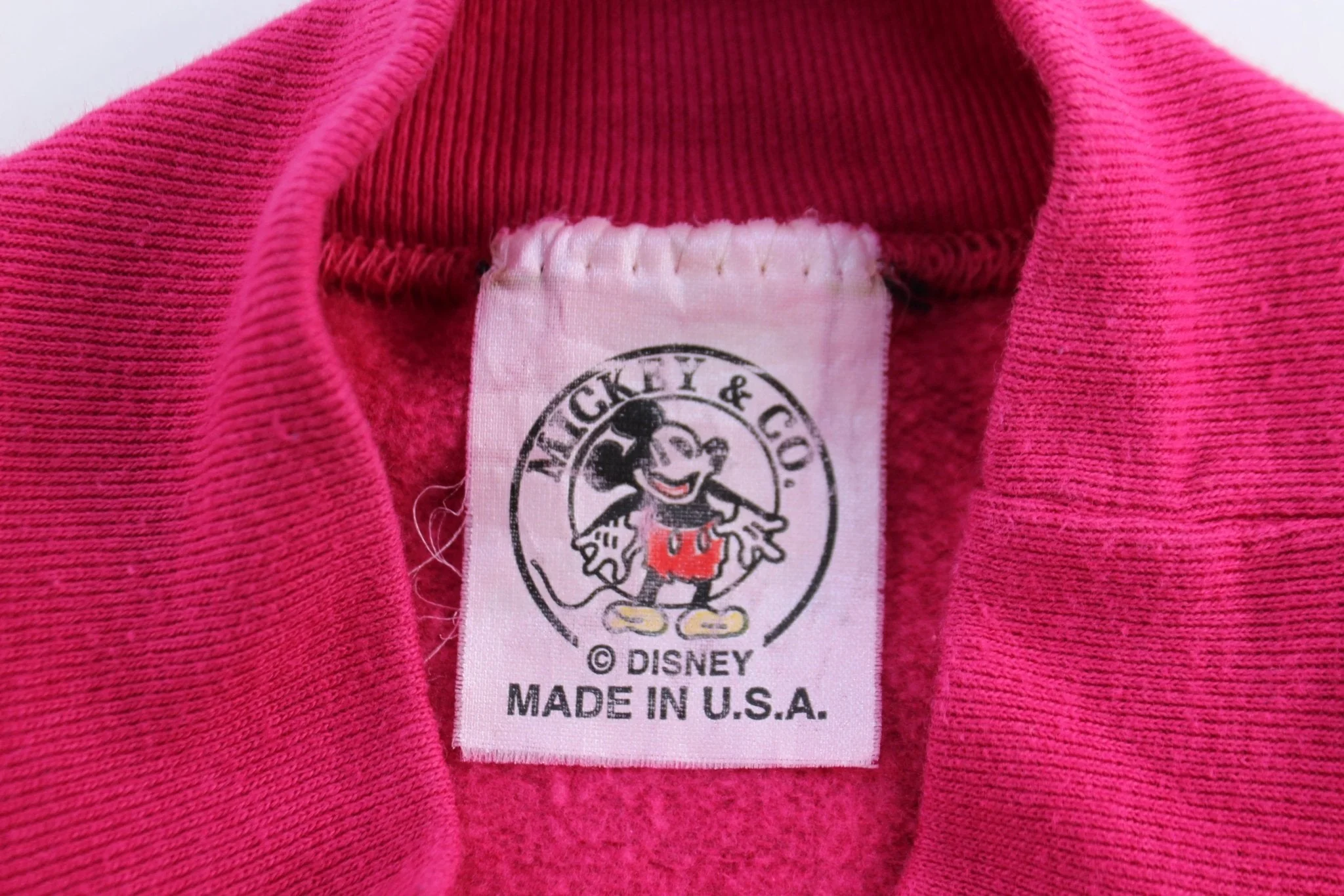 90's Mickey Mouse Embroidered Pink Sleep Sweatshirt - Image 3