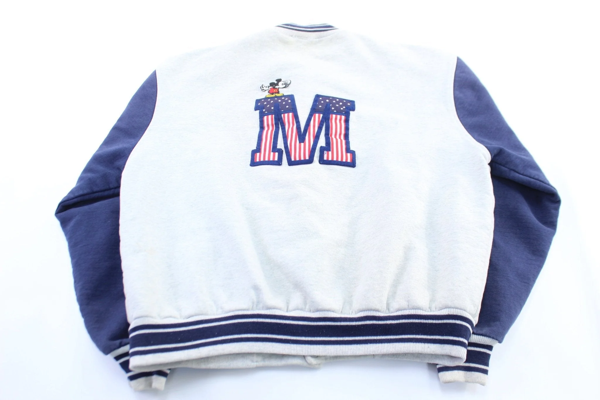 90's Mickey Mouse Embroidered Varsity Jacket - Image 2