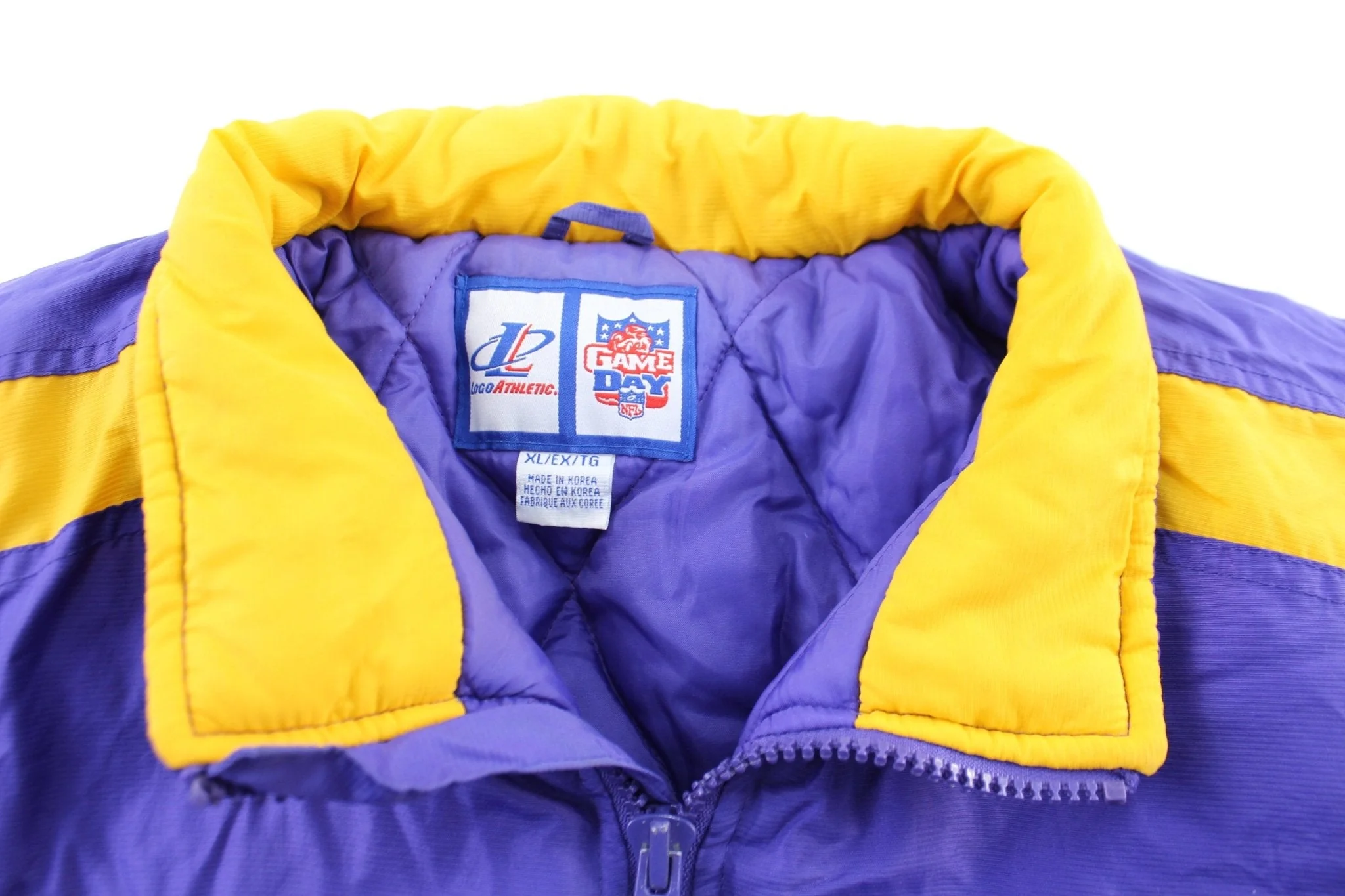 90's Minnesota Vikings Embroidered Logo Athletic Zip Up Jacket - Image 3
