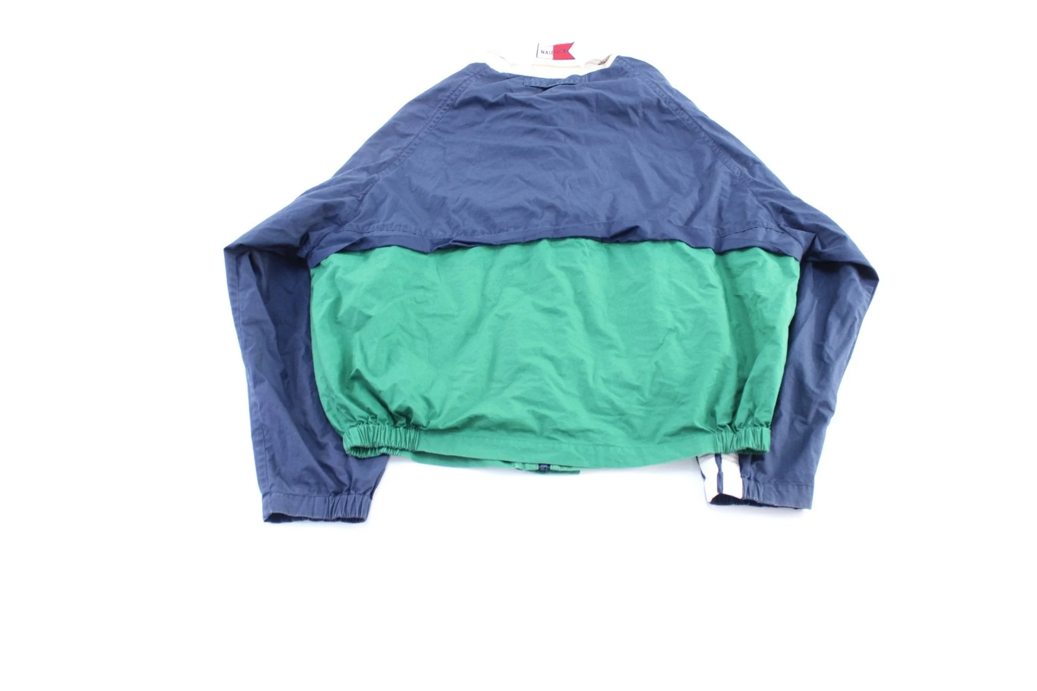 90's Nautica Embroidered Logo Blue, Green, & White Sailing Zip Up Jacket - Image 2