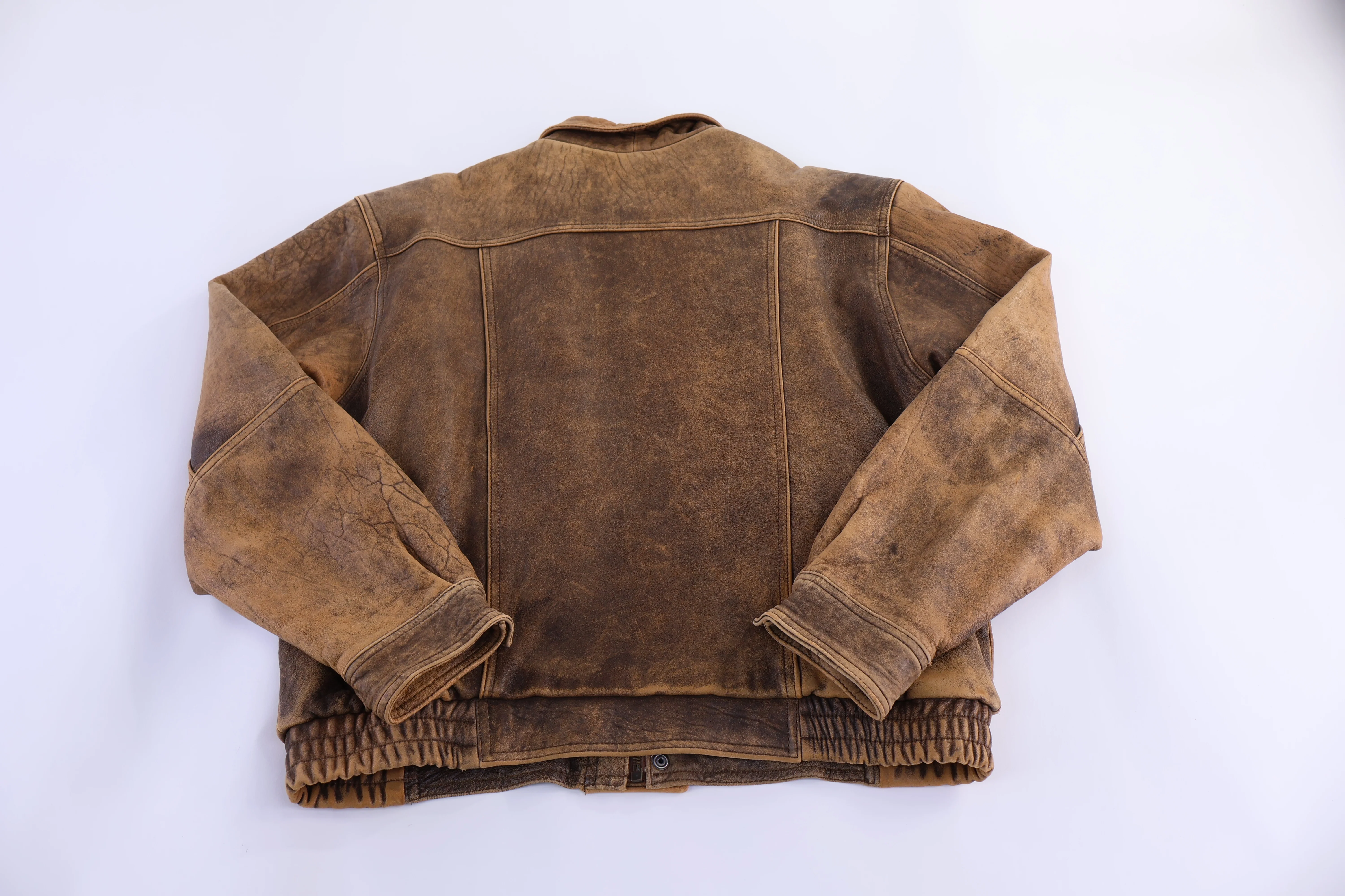90's New Territories Leather Bomber Jacket - Image 2