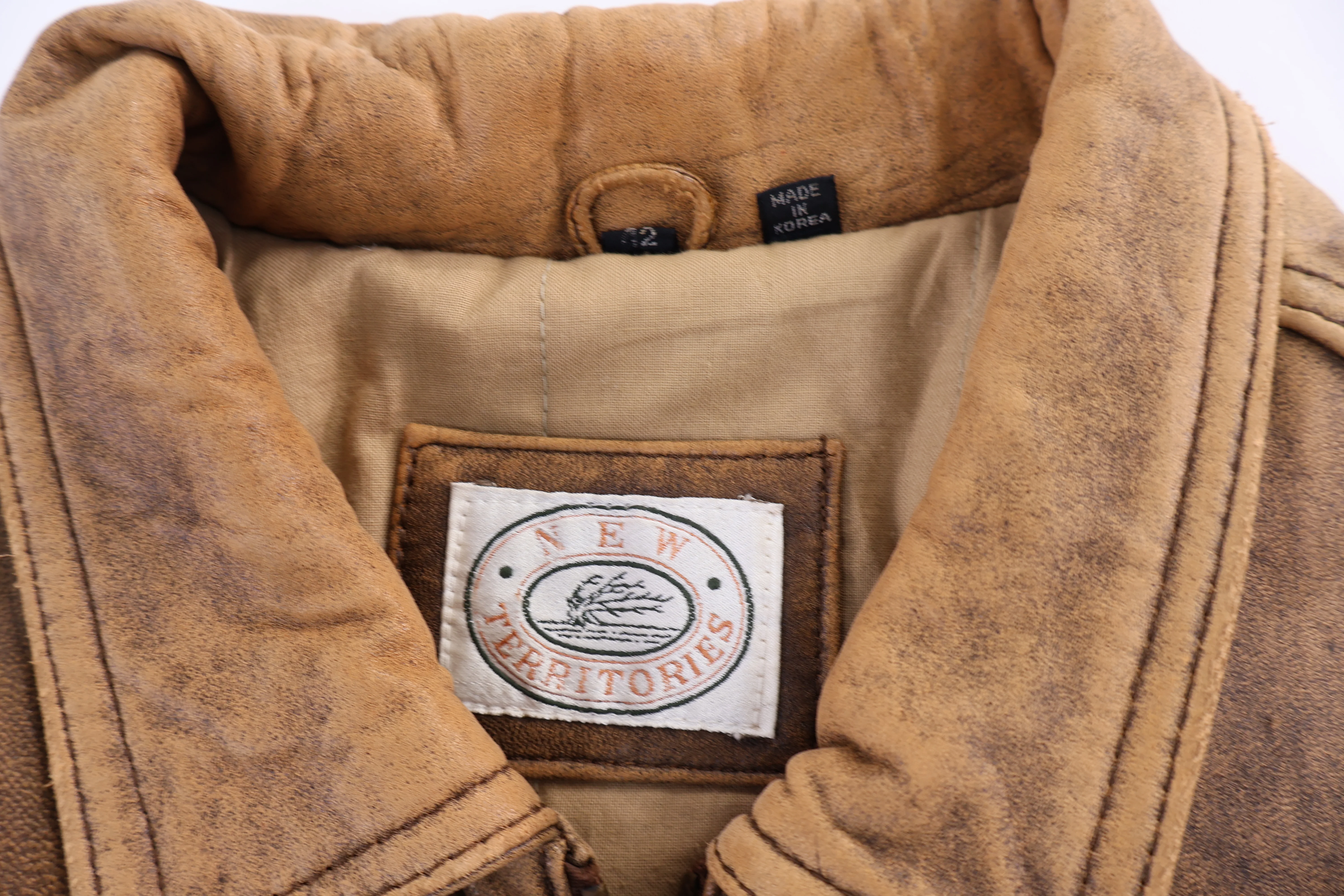 90's New Territories Leather Bomber Jacket - Image 3