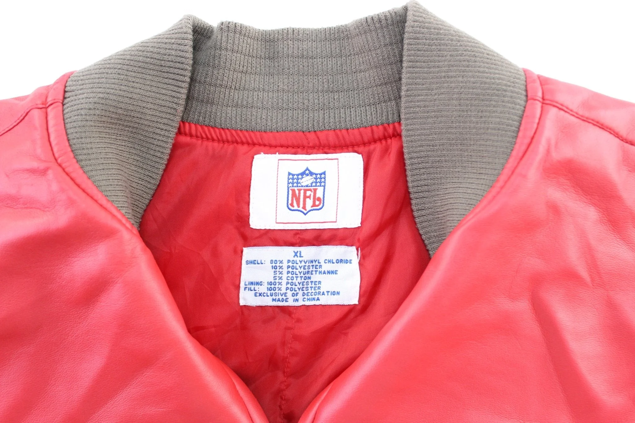 90's NFL Tampa Bay Buccaneers Red & Brown Leather Jacket - Image 3