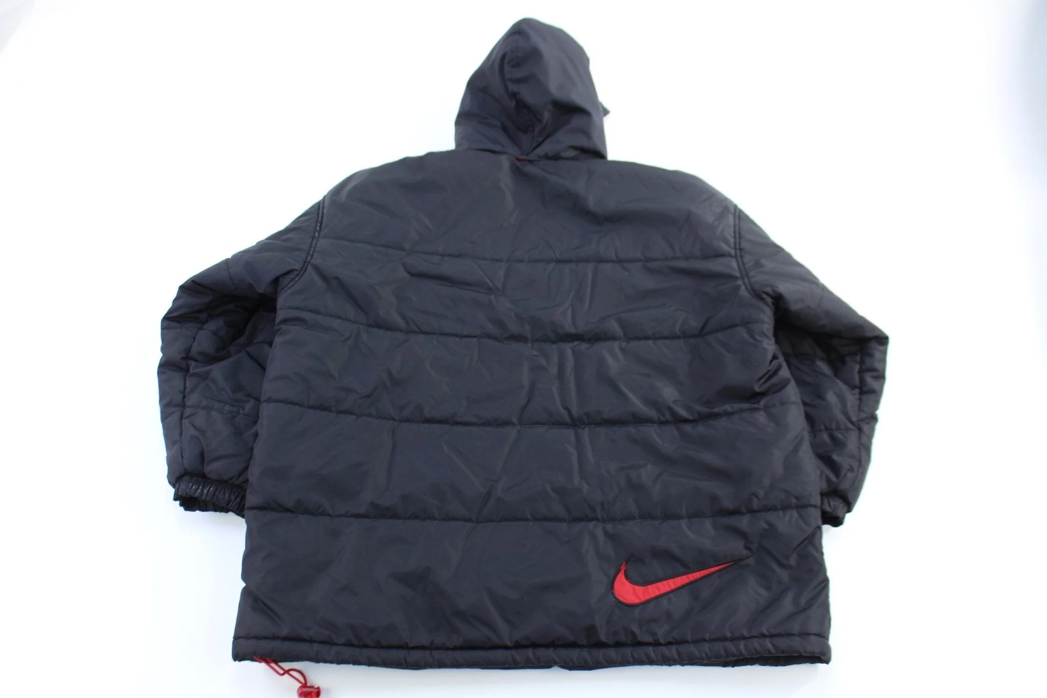 90's Nike Embroidered Logo Black Full Zip Puffer Jacket - Image 2