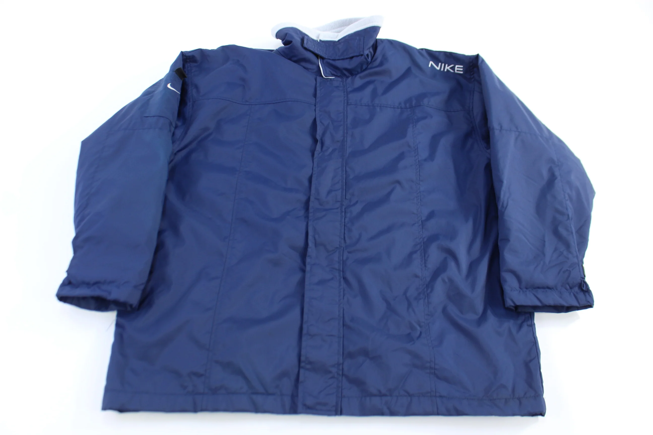 90's Nike Embroidered Logo Blue Full Zip Parka Jacket