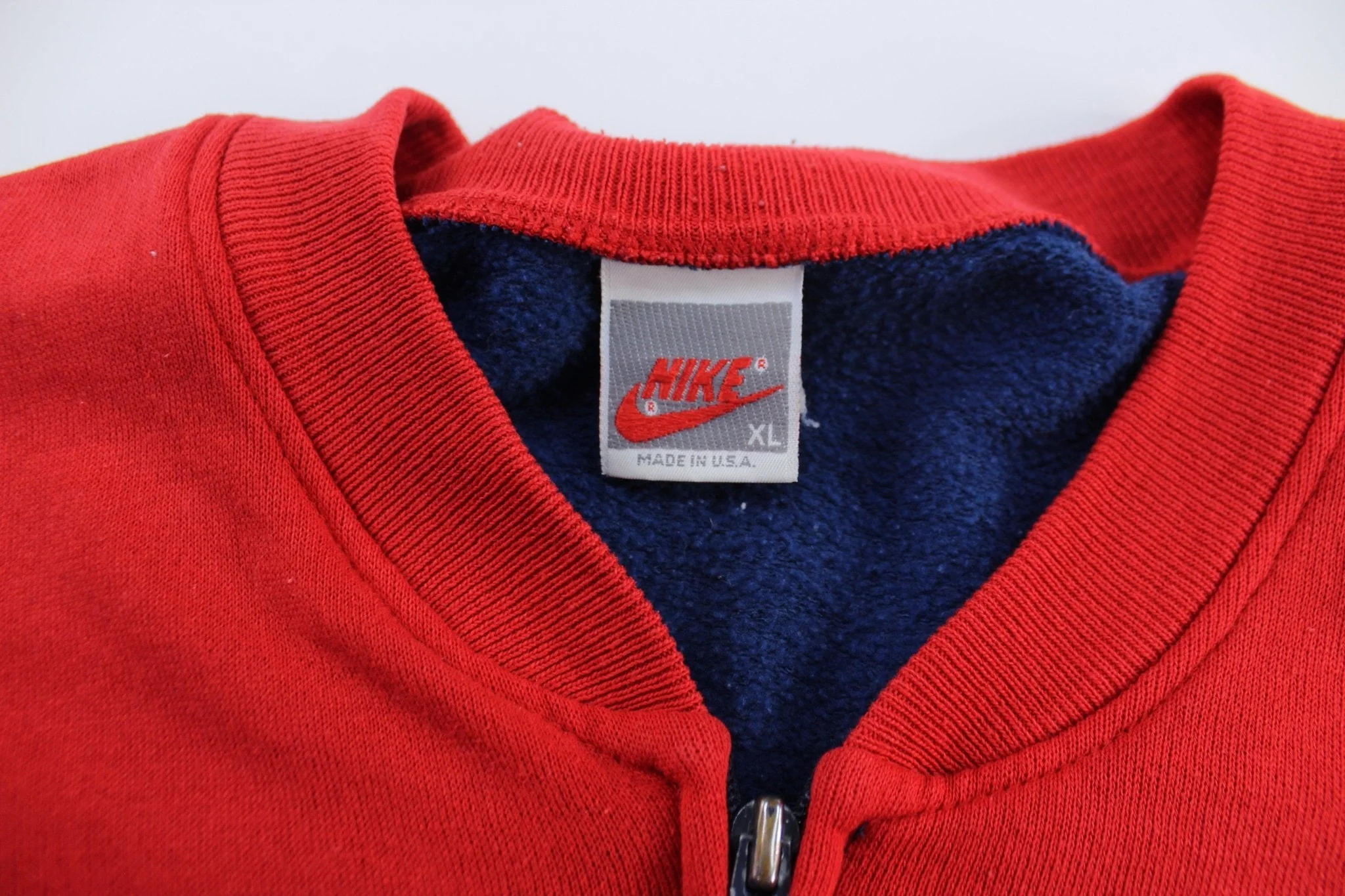 90's Nike Embroidered Logo Red & Blue Zip Up Jacket - Image 3