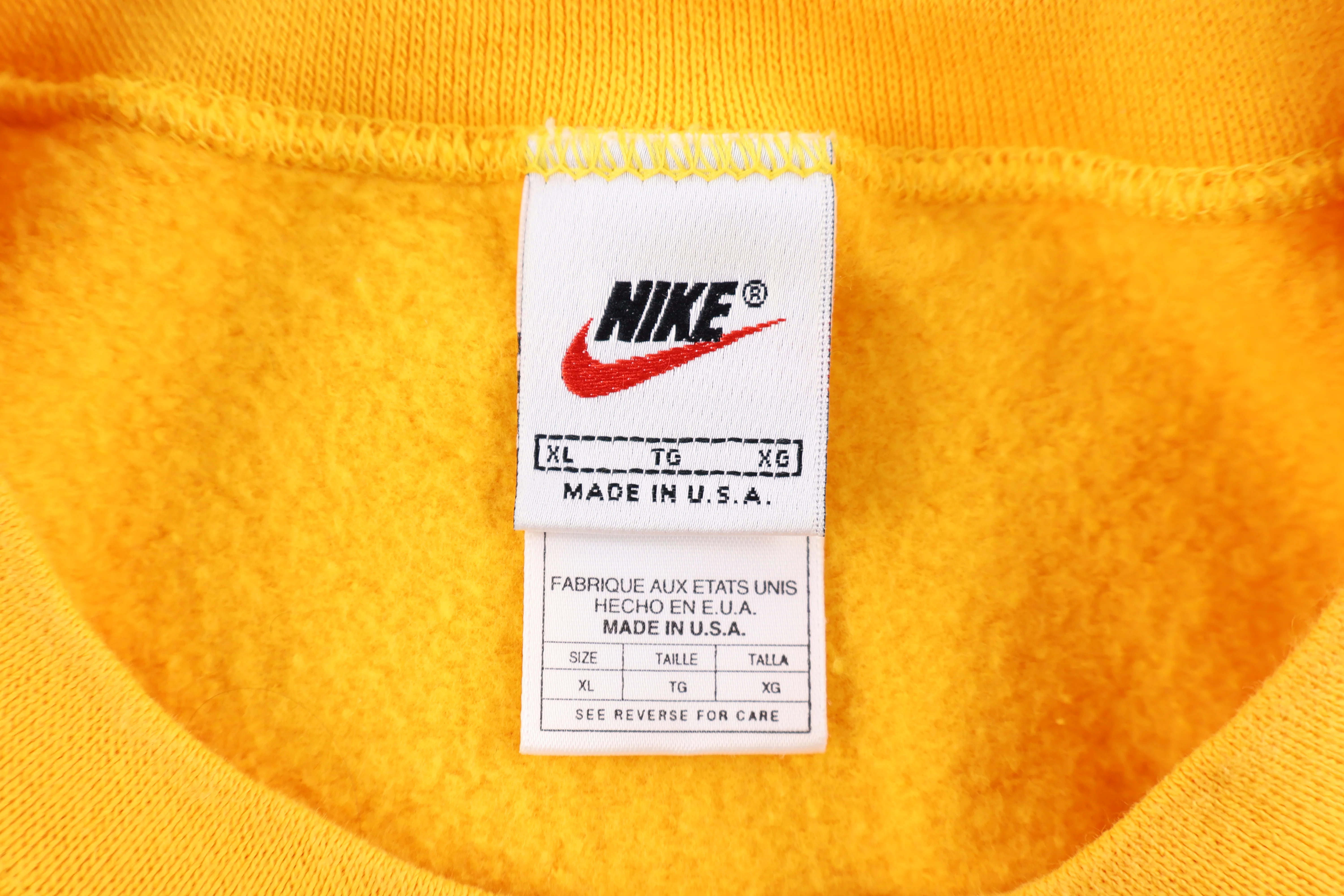 90's Nike Embroidered Logo Yellow Sweatshirt - Image 3