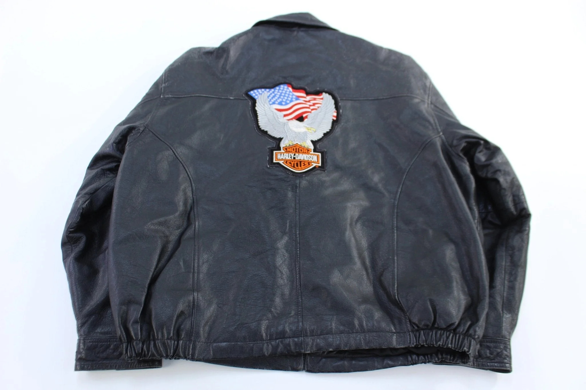 90's Outbrook Black Full Zip Leather Jacket - Image 2