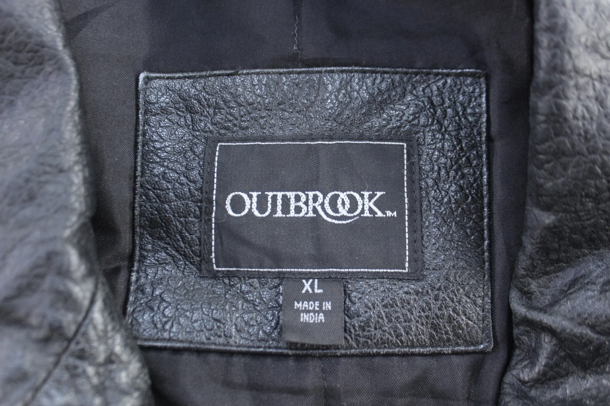 90's Outbrook Black Full Zip Leather Jacket - Image 4