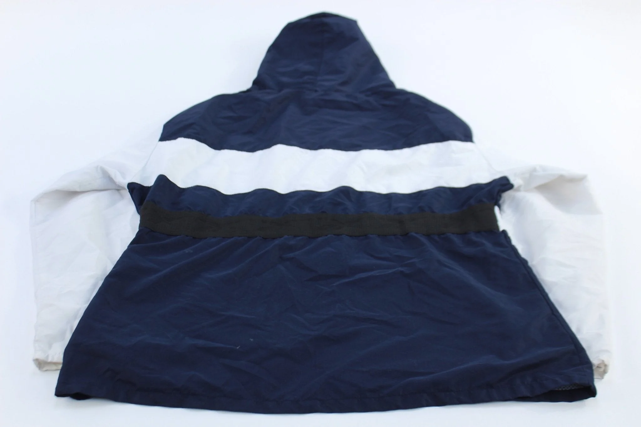 Women's Vintage Reebok Embroidered Logo Blue & White Striped Zip Up Jacket - Image 2