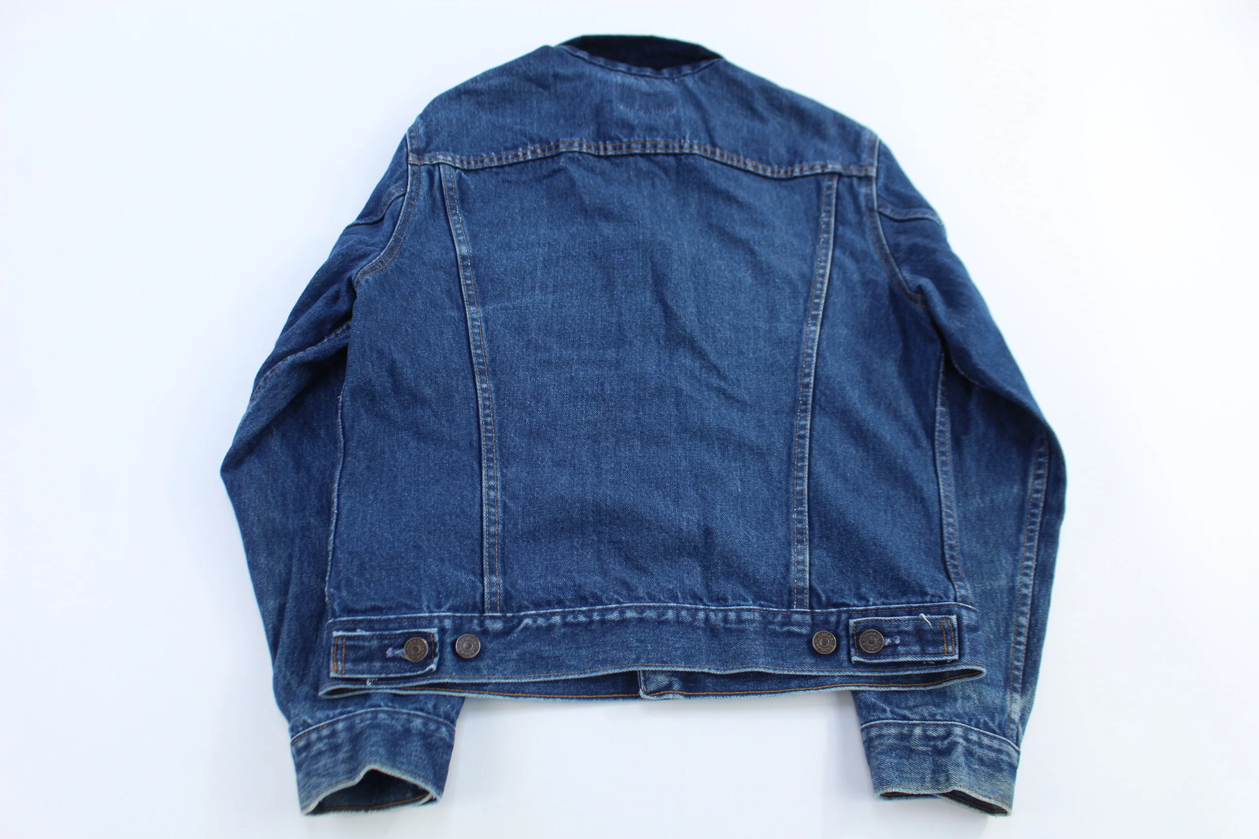90's Plain Pockets Dark Wash Denim Jacket - Image 2