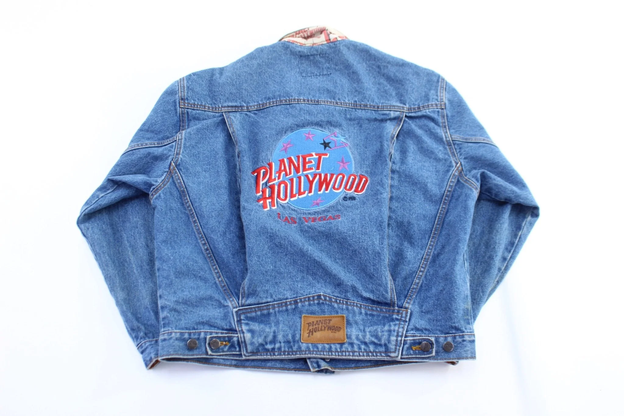 90's Planet Hollywood Embroidered Las Vegas Denim Jacket - Image 2