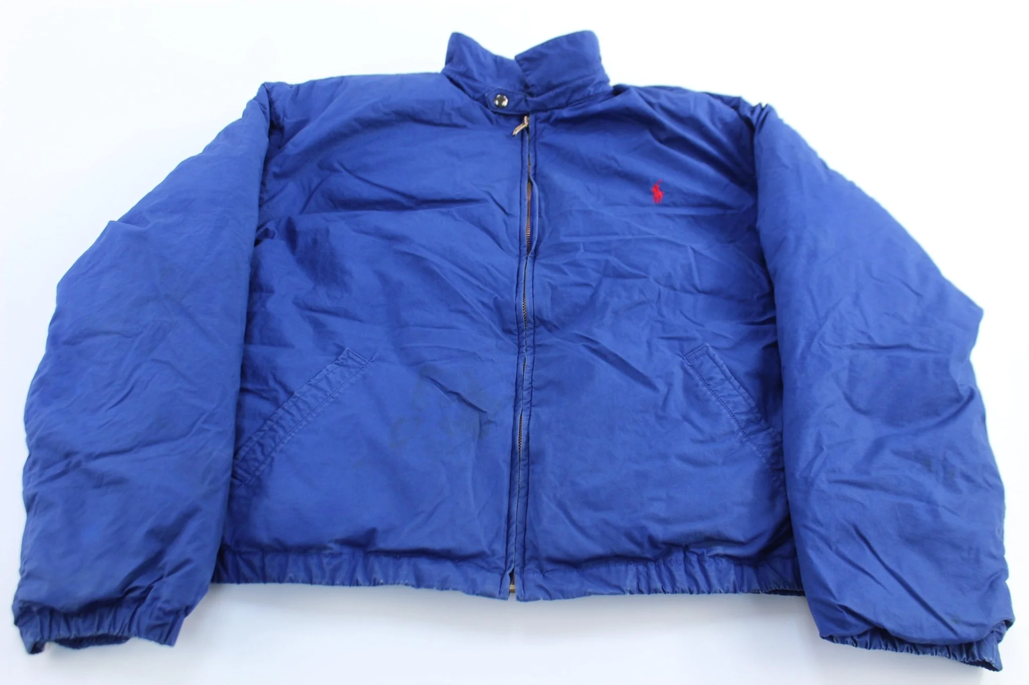 90's Polo by Ralph Lauren Embroidered Logo Blue Puffer Jacket