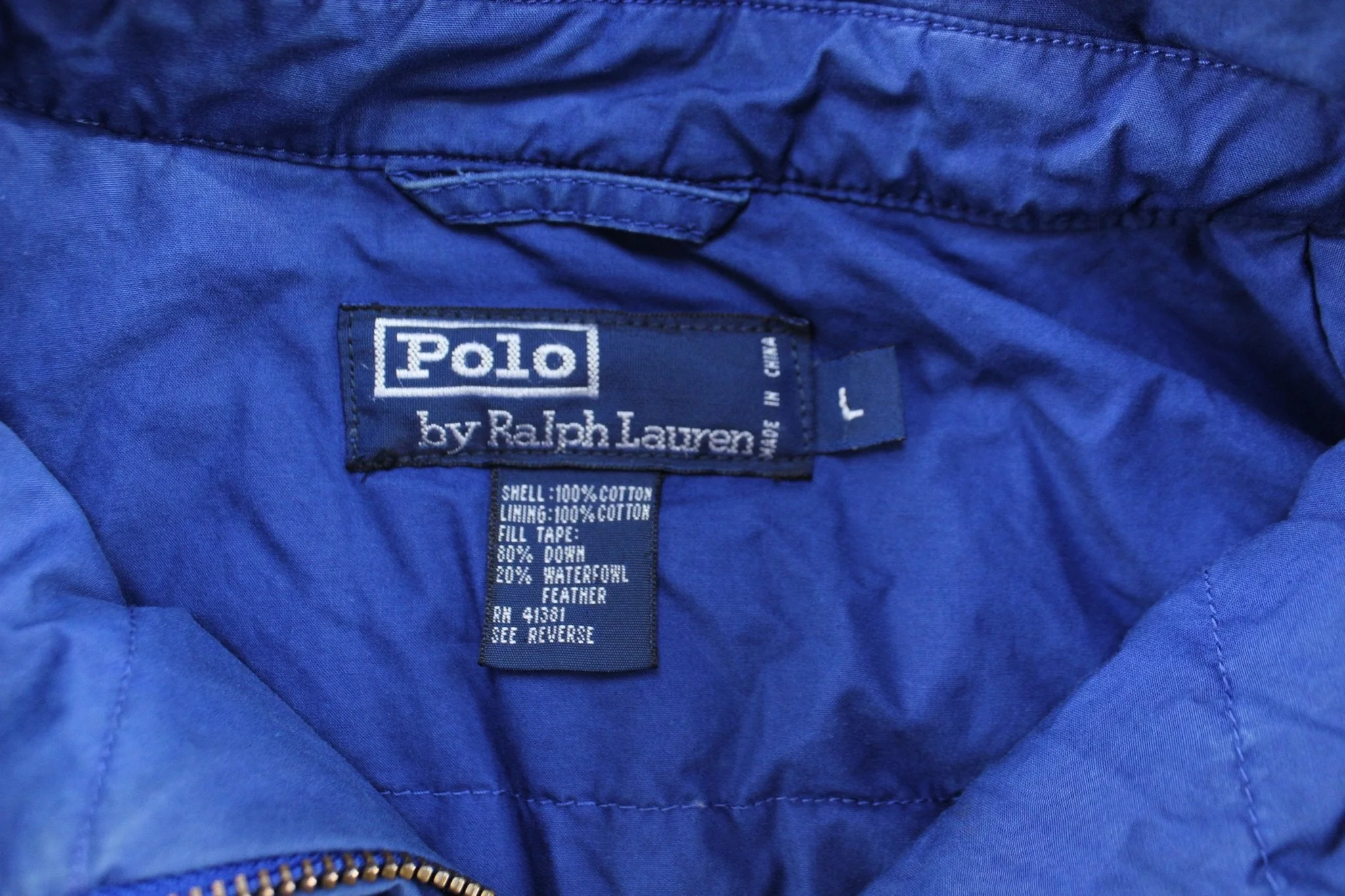 90's Polo by Ralph Lauren Embroidered Logo Blue Puffer Jacket - Image 4