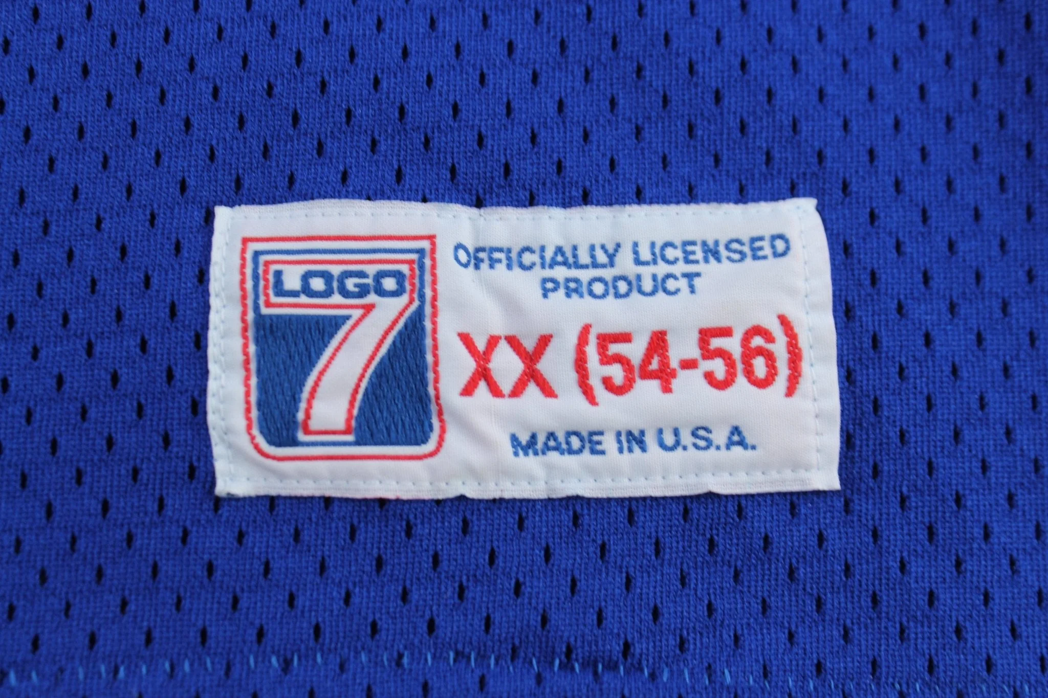 90's Red, Blue, & White #34 Logo 7 Football Jersey - Image 4