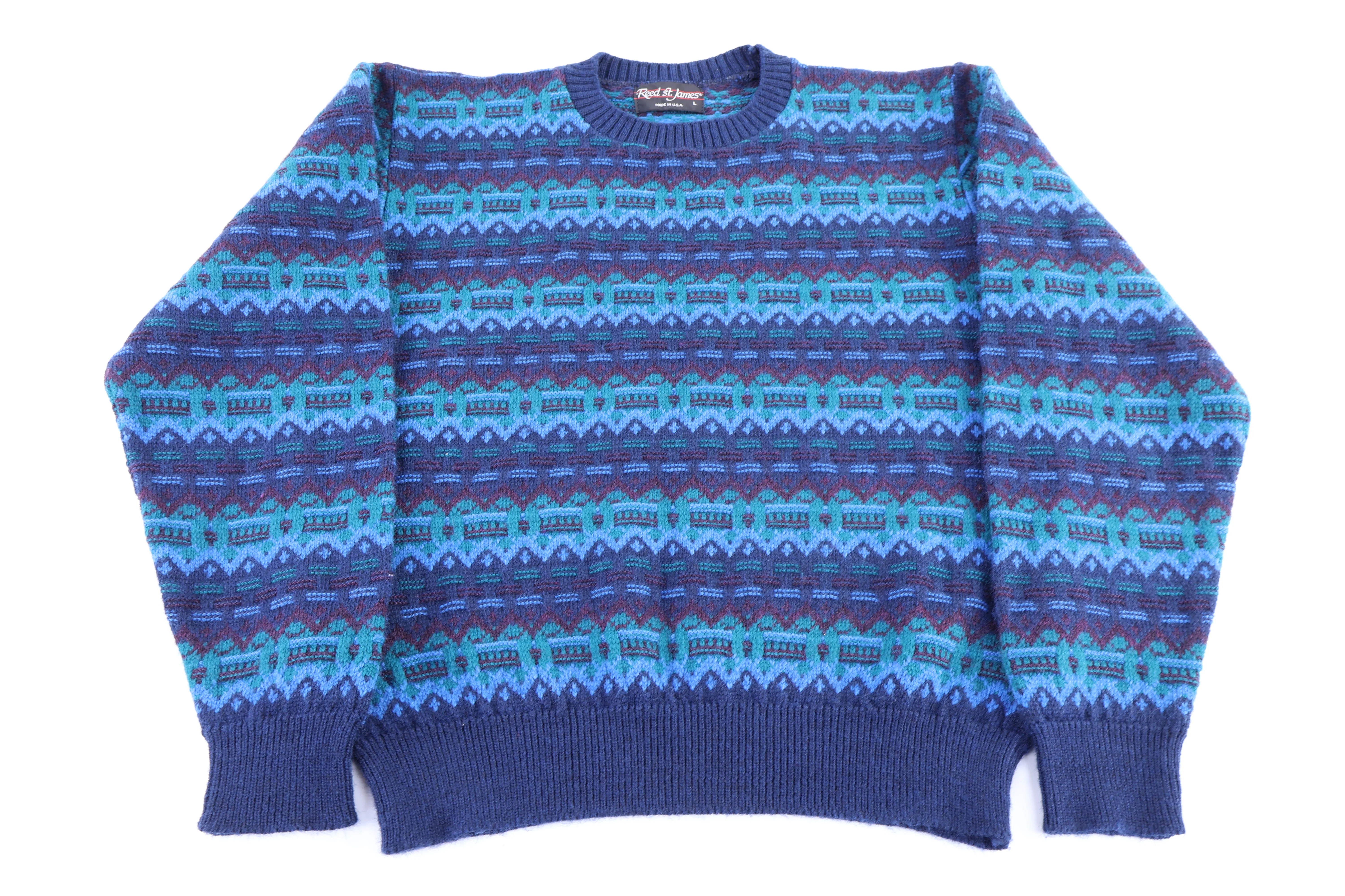 90's Red St. James Multicolor Knit Sweater
