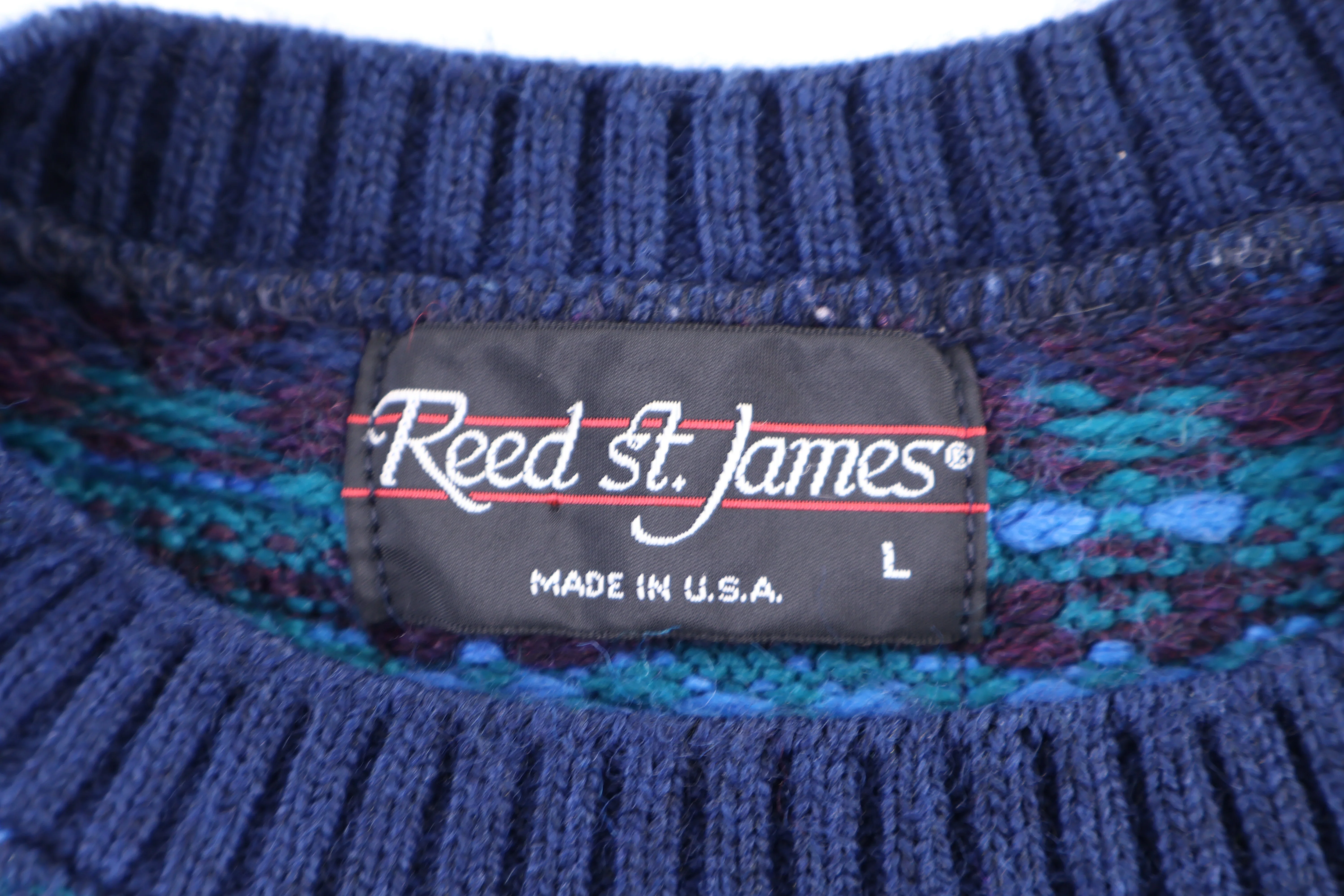90's Red St. James Multicolor Knit Sweater - Image 3