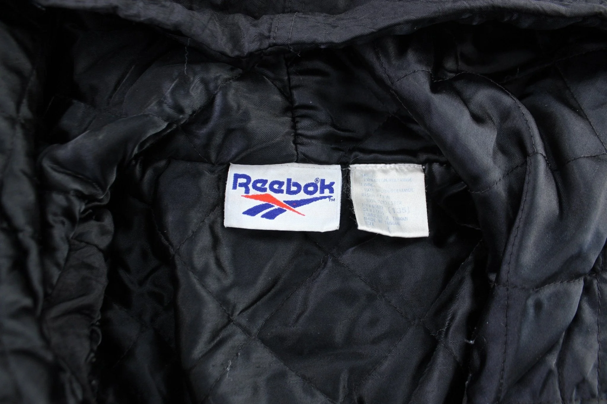 90's Reebok Embroidered Logo Black, Blue, & White Zip Up Jacket - Image 5