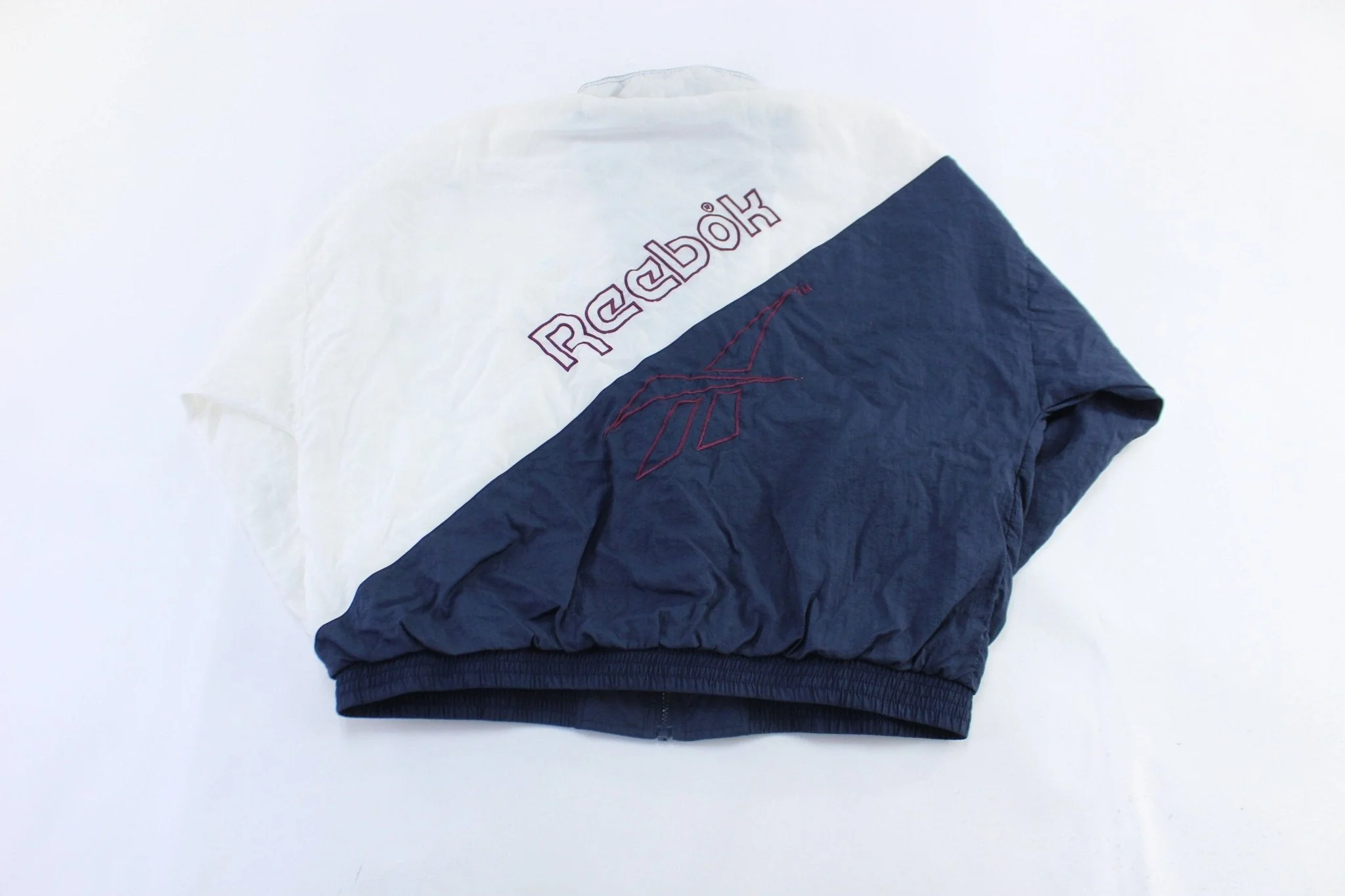90's Reebok Embroidered Logo Blue & White Slip Zip Up Jacket - Image 2