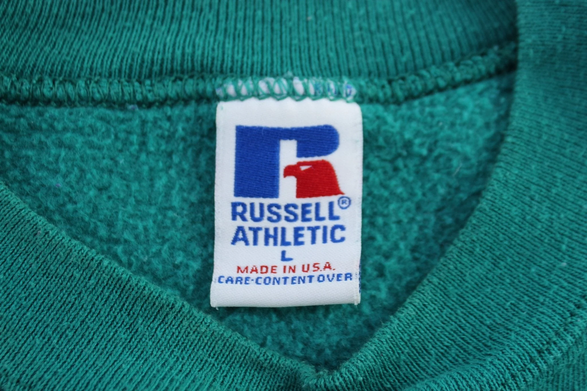 90's Russell Athletic Turquoise Blank Sweatshirt - Image 3