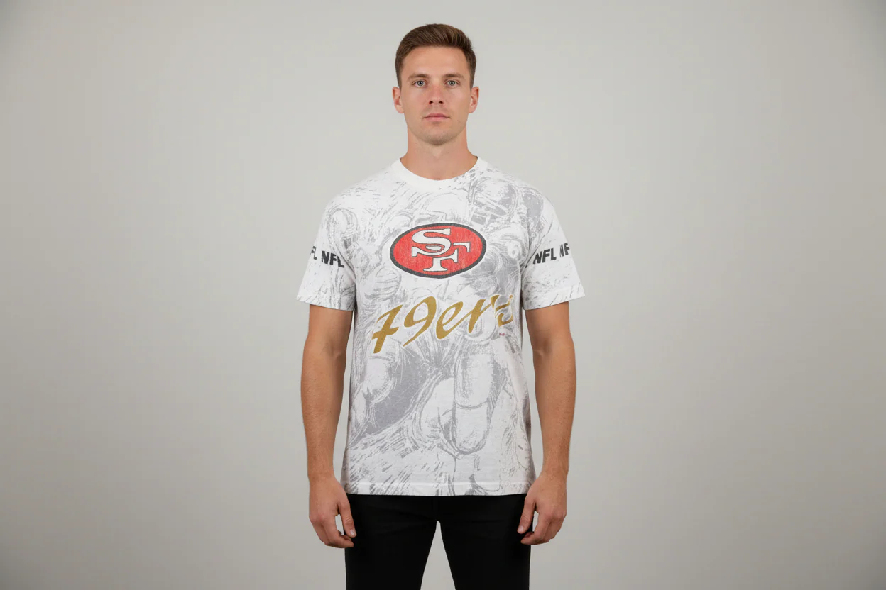 90's San Francisco 49ers All Over Graphic T-shirt