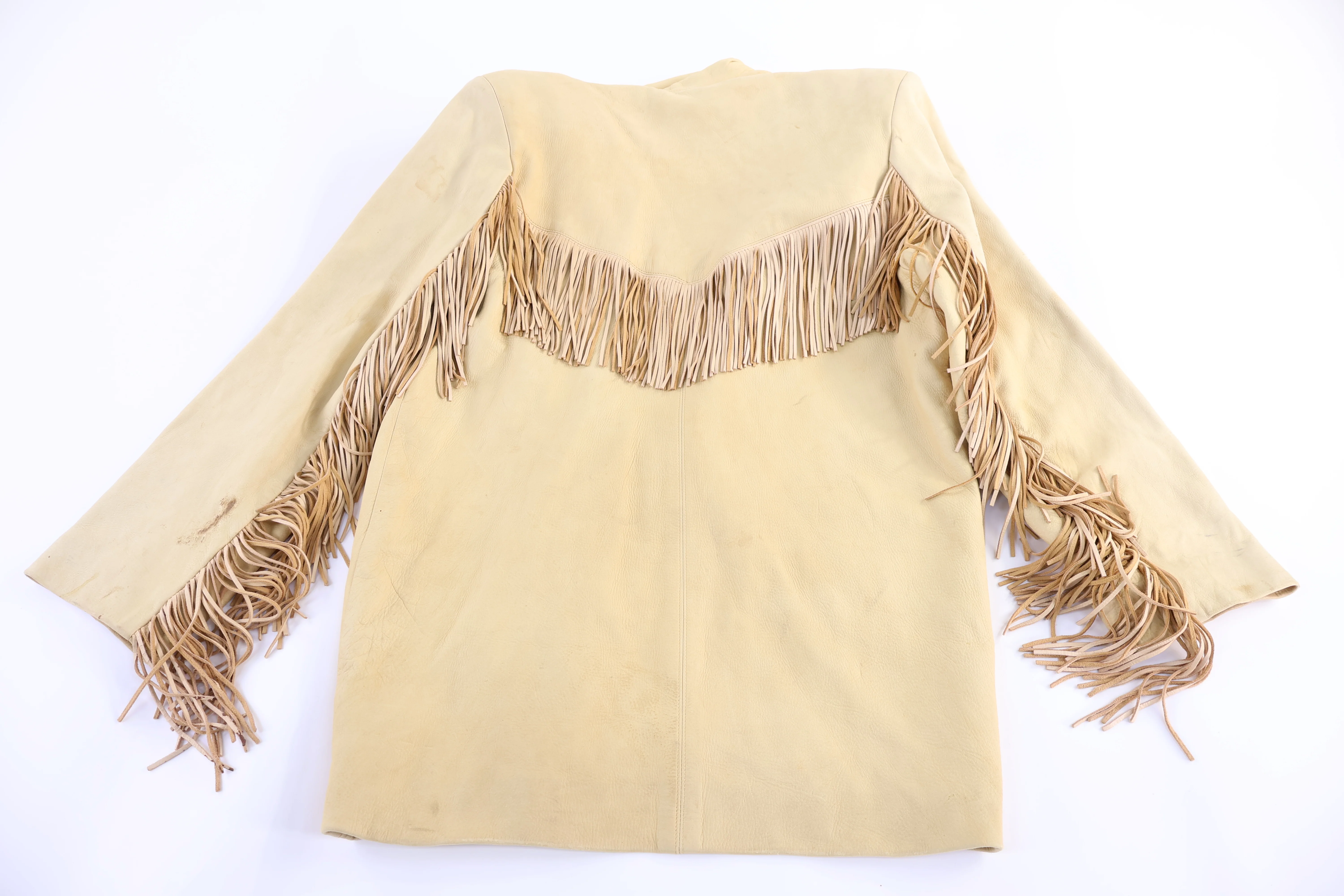 90's SHE Apparel Tan Fringe Leather Jacket - Image 2
