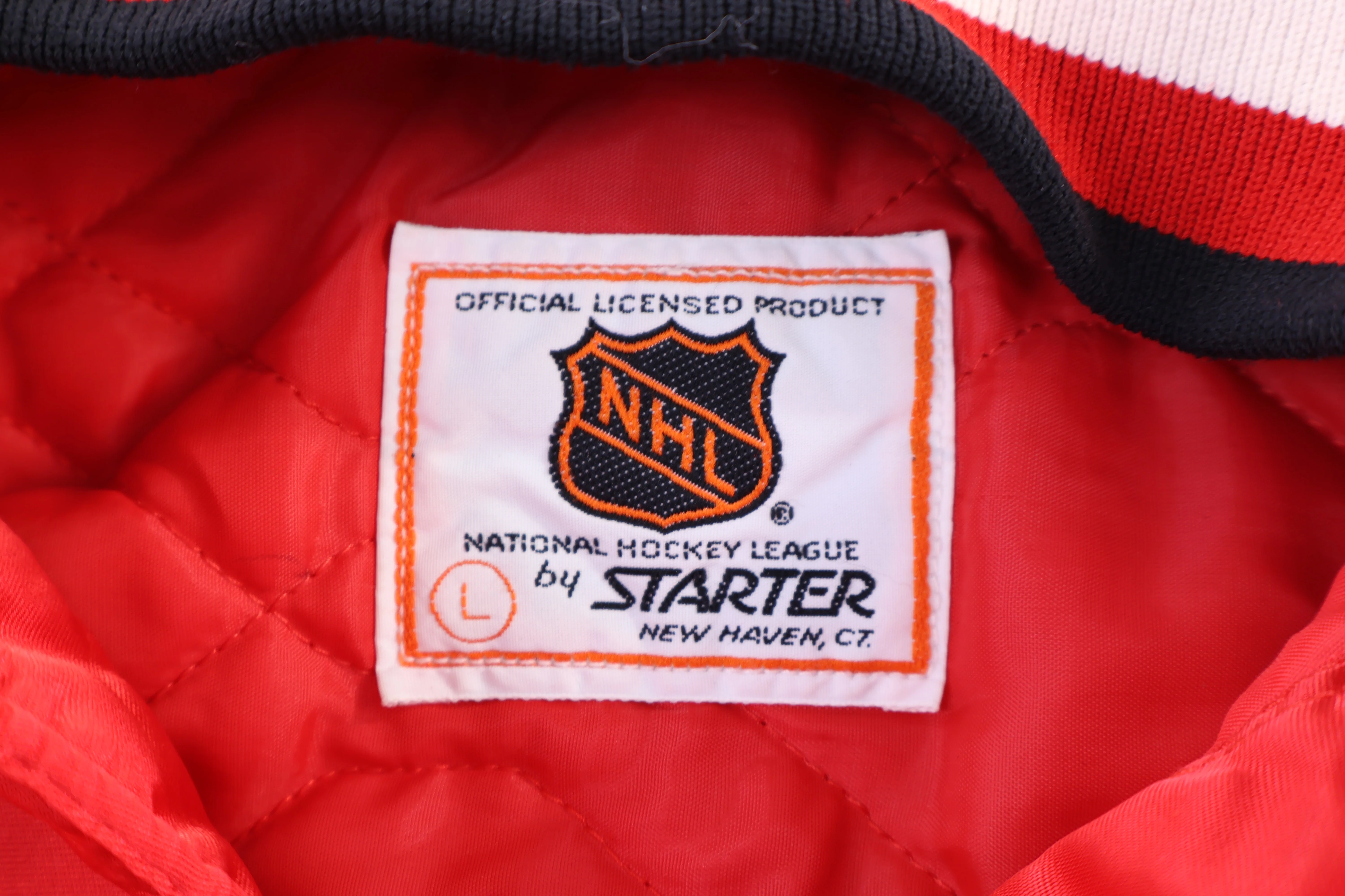 90's Starter Chicago Blackhawks Hockey Bomber Jacket - Image 4