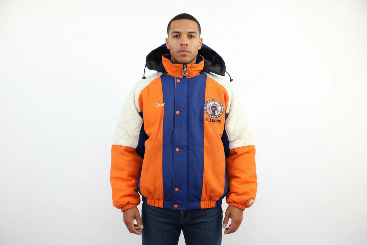 90's Starter Illinois University Full Zip Puffer Jacket