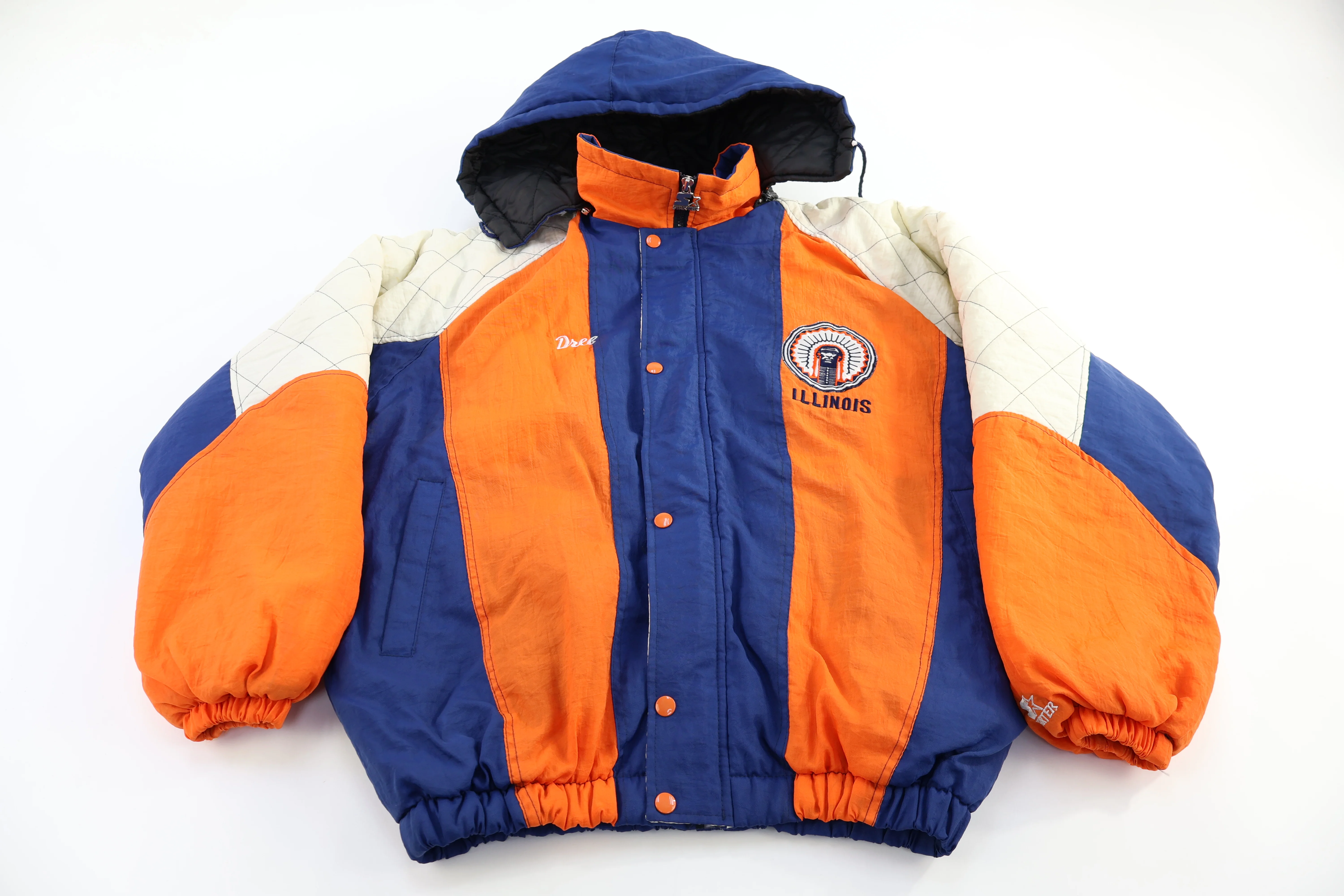 90's Starter Illinois University Full Zip Puffer Jacket - Image 2