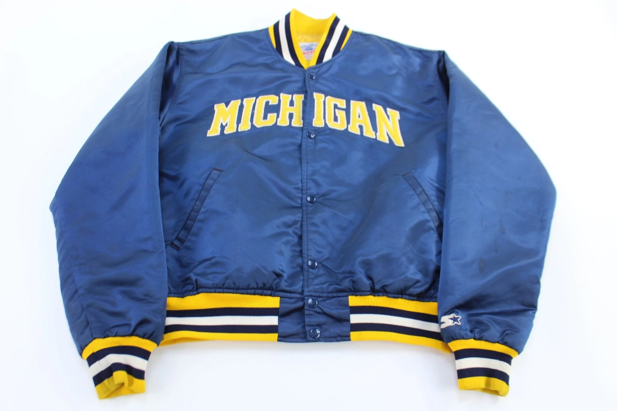 90's Starter University of Michigan Bomber Jacket - Image 2