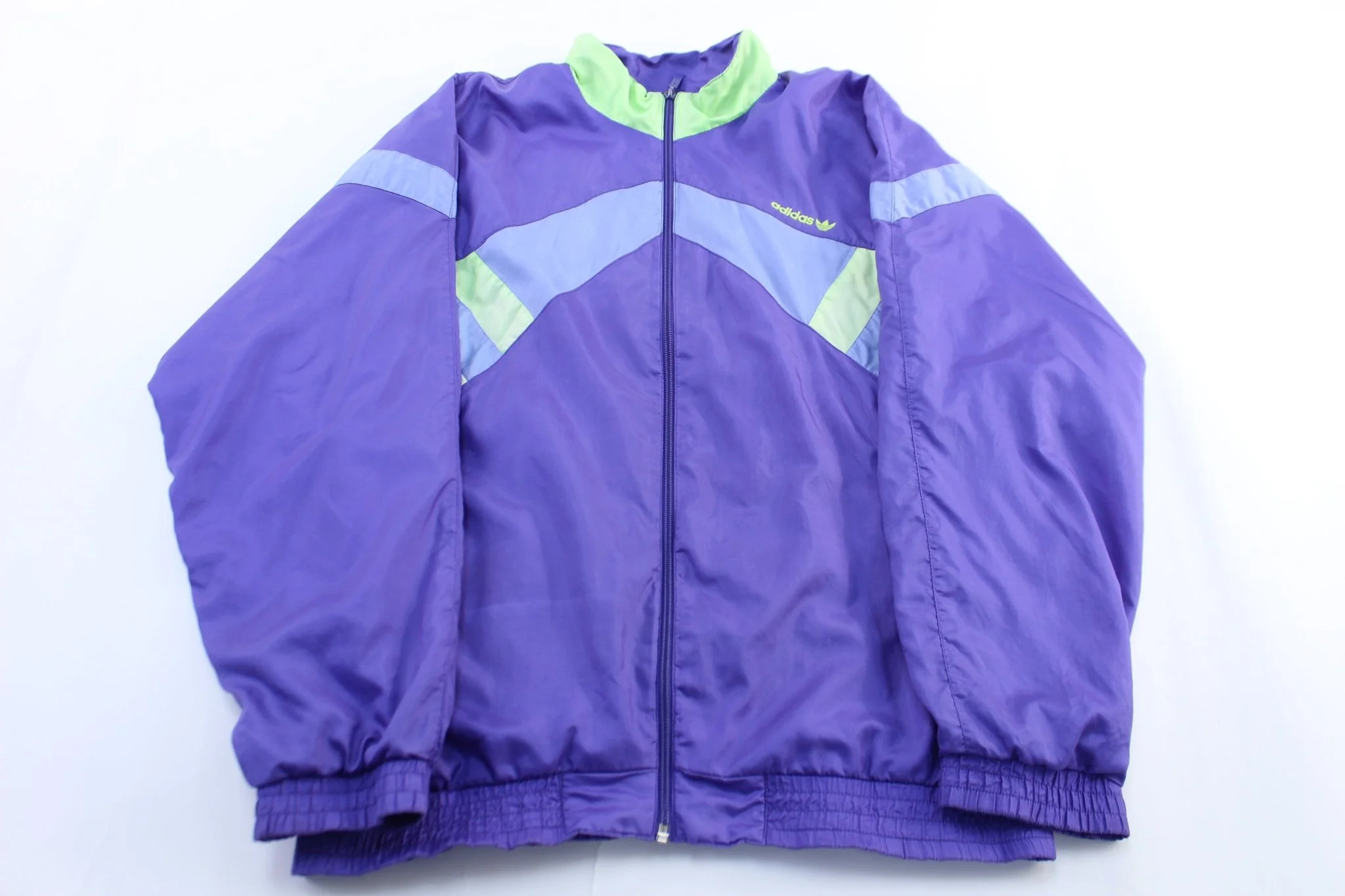 80's Adidas Embroidered Logo Neon & Purple Zip Up Jacket