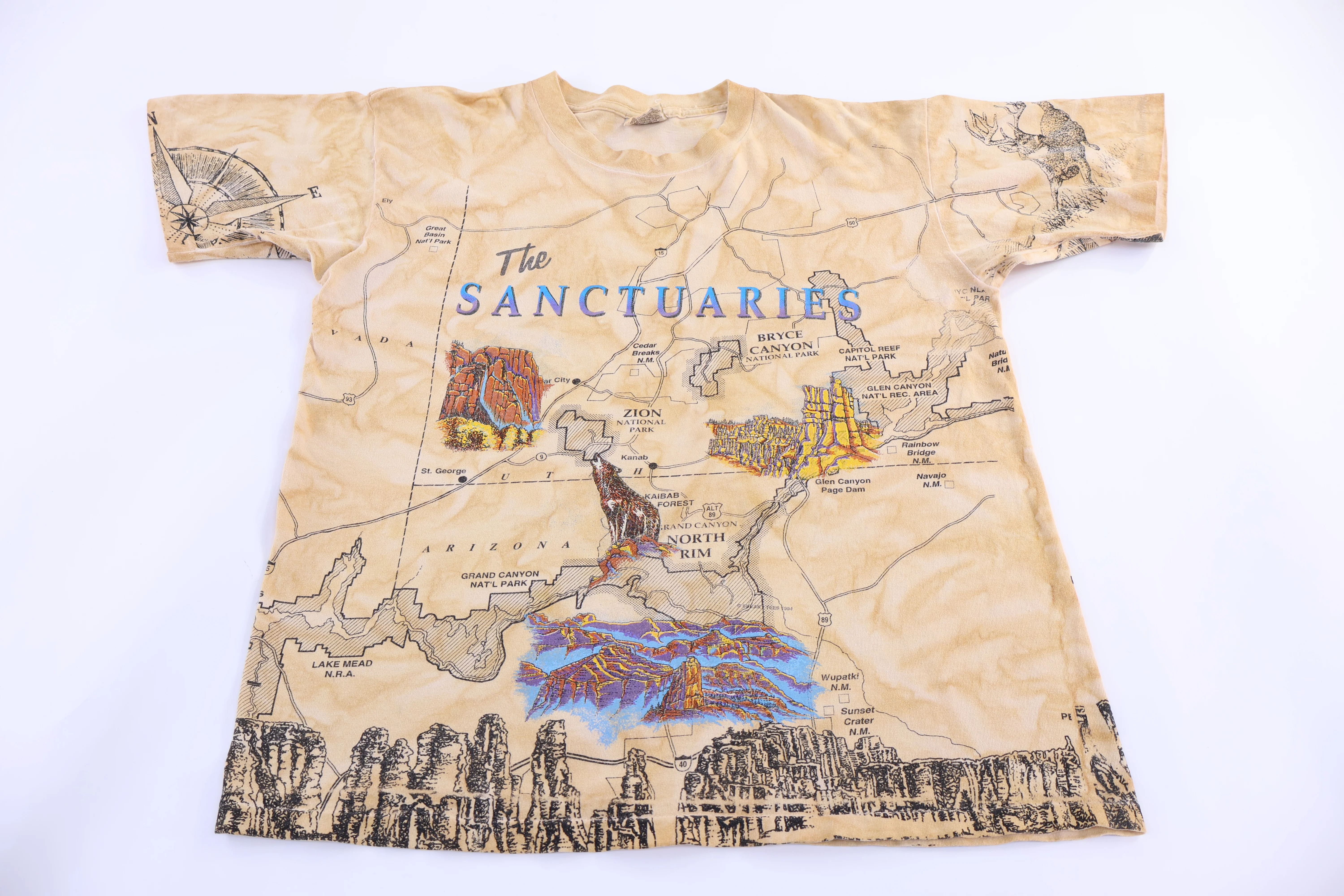 90's The Sanctuaries All Over Graphic T-shirt - Image 2